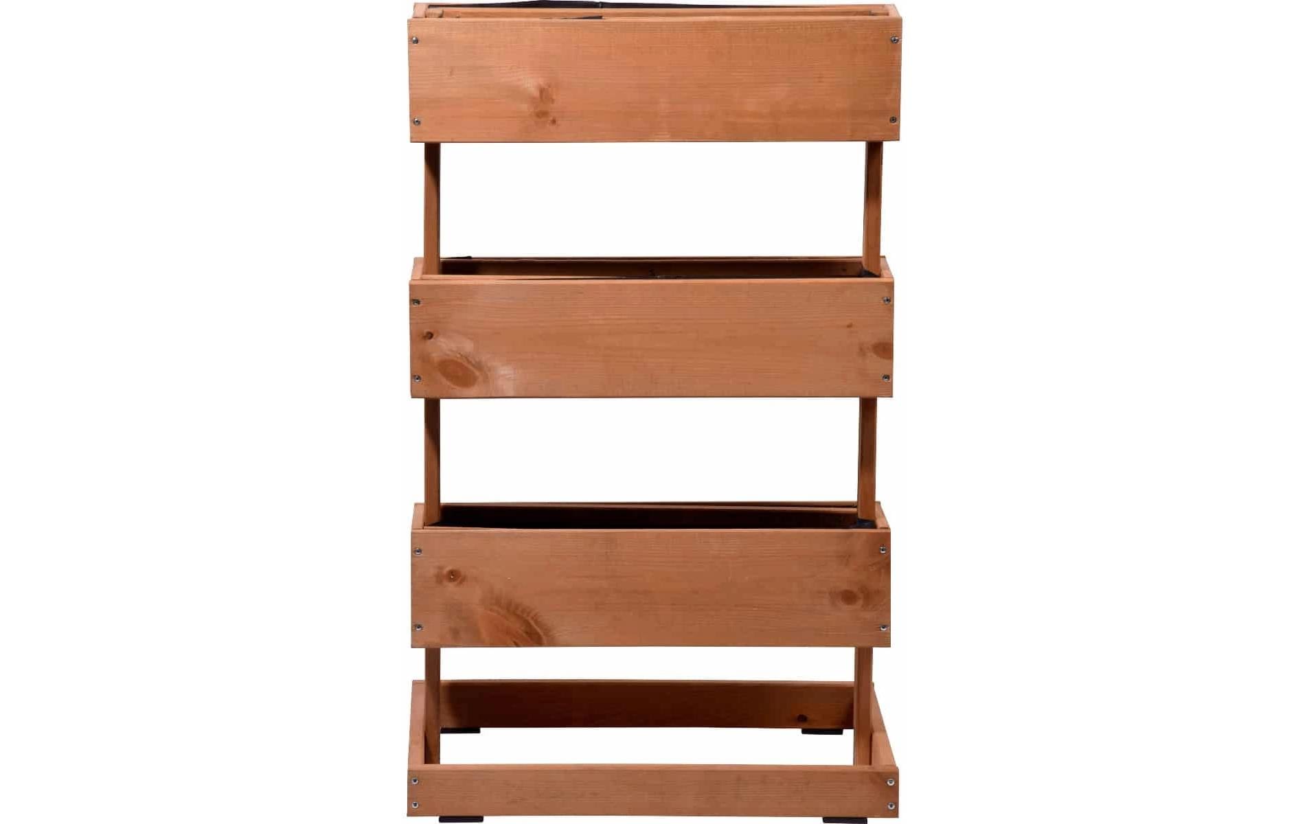 Dobar Pflanzbeet – 49,5 × 78 × 30 cm – Kiefernholz & Kunststoff, Braun, 3 Sektionen