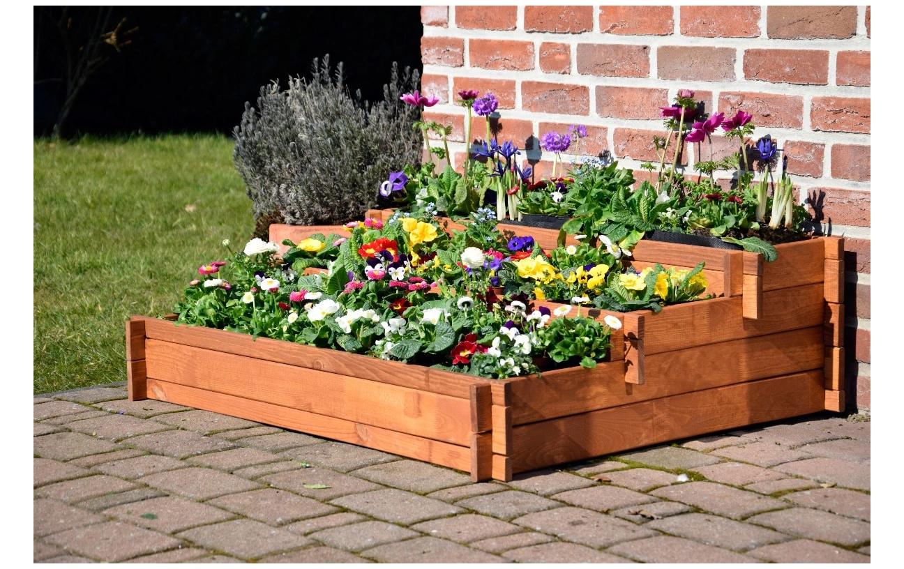 Dobar Pflanzbeet – 110 × 88 × 36 cm – Kiefernholz & Kunststoff, Braun