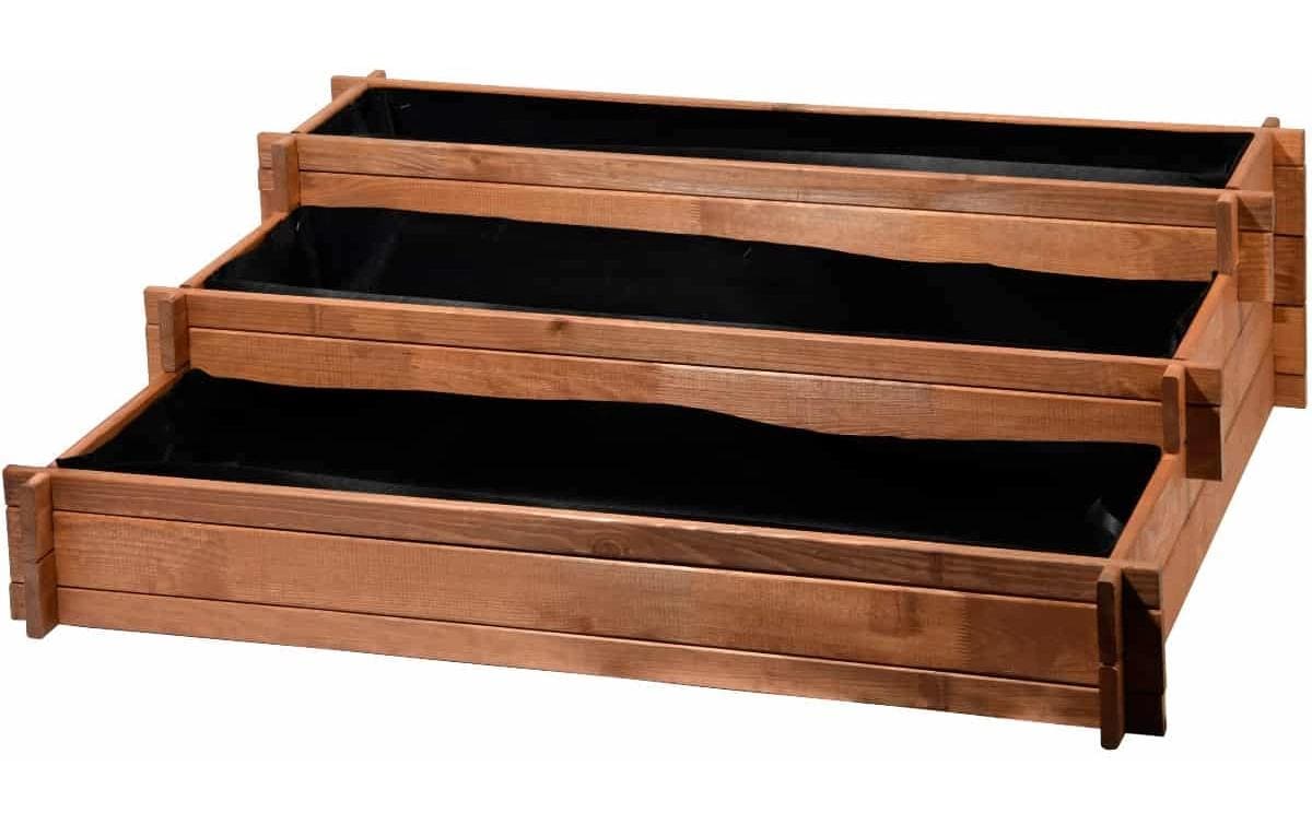Dobar Pflanzbeet – 110 × 88 × 36 cm – Kiefernholz & Kunststoff, Braun