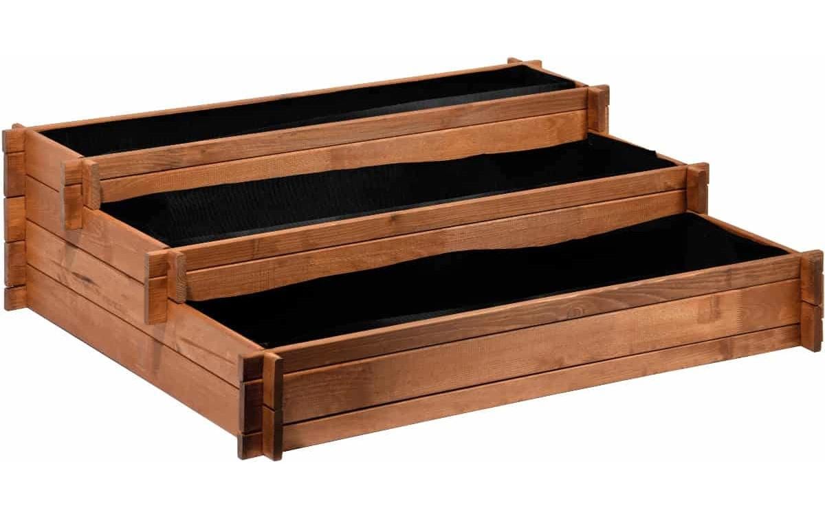 Dobar Pflanzbeet – 110 × 88 × 36 cm – Kiefernholz & Kunststoff, Braun
