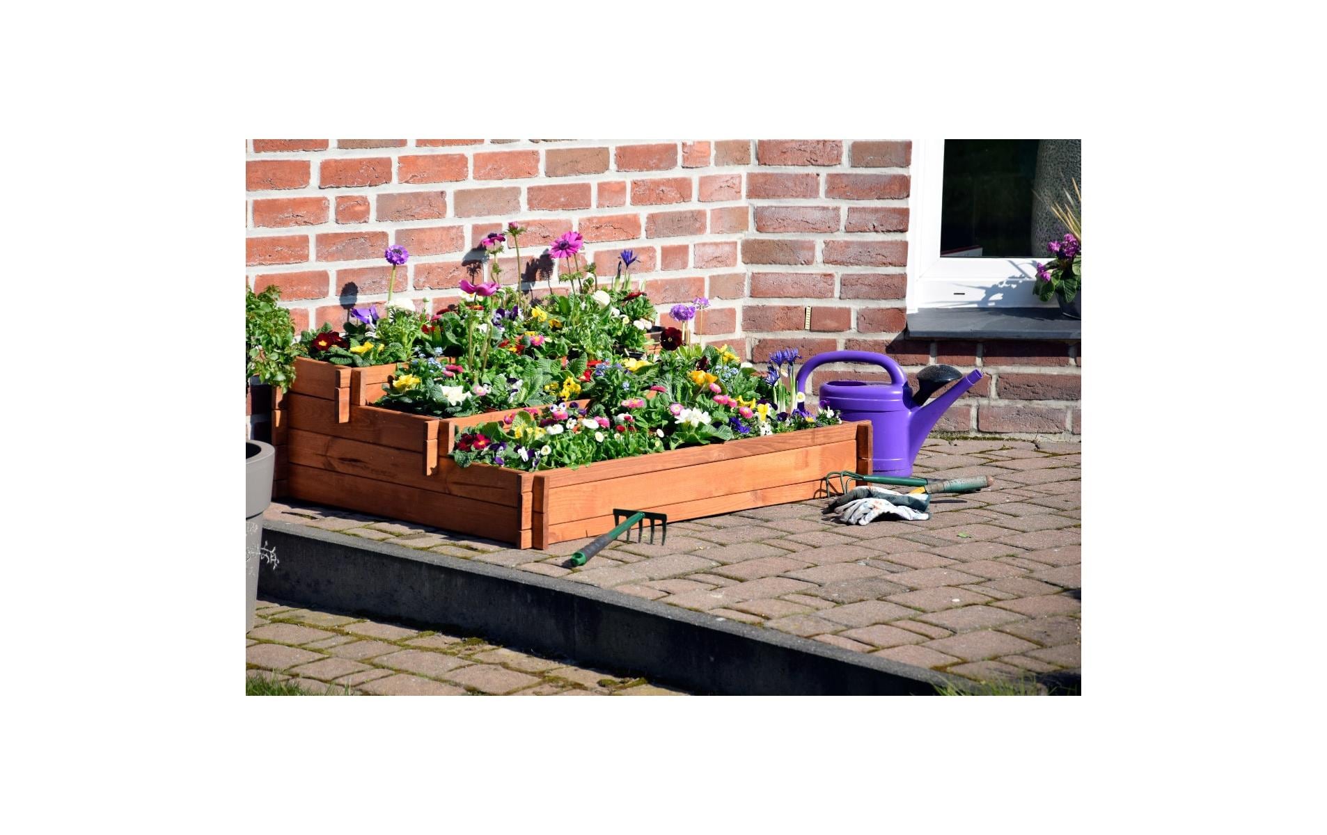Dobar Pflanzbeet – 110 × 88 × 36 cm – Kiefernholz & Kunststoff, Braun