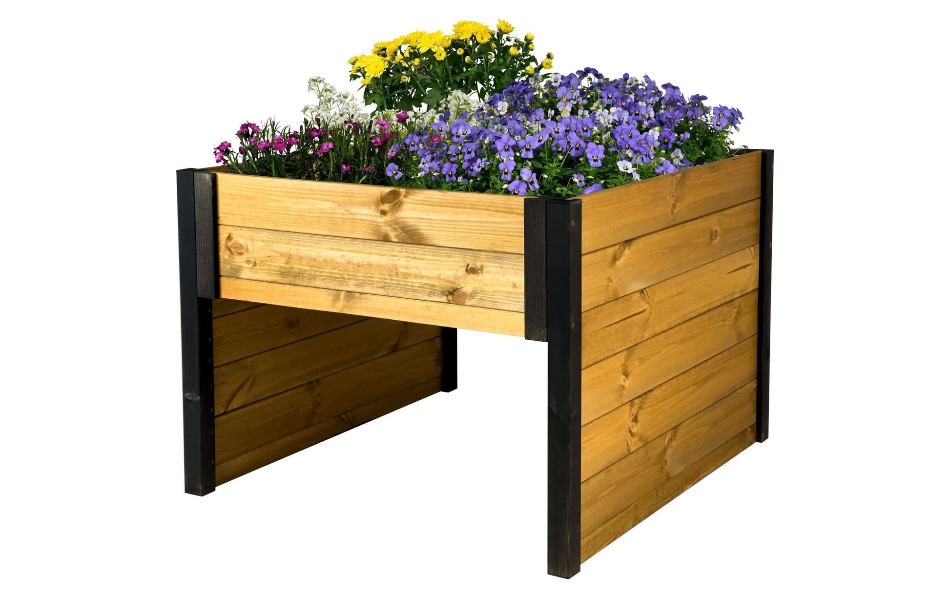 Dobar Mährobotergarage mit Pflanzkasten – 790 × 730 × 560 mm, Holz, Schwarz