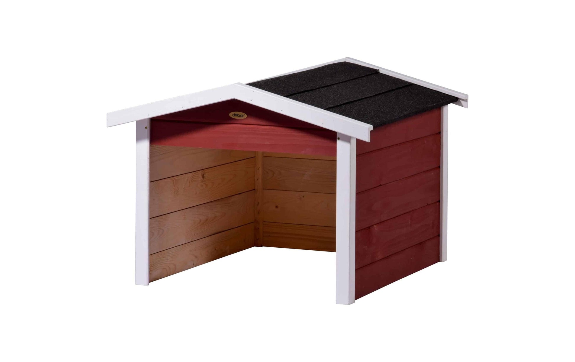 Dobar Oslo Mähroboter-Garage – wetterfest, UV-geschützt, rot, Holz, B 680 × H 520 × T 760 mm, für alle Marken