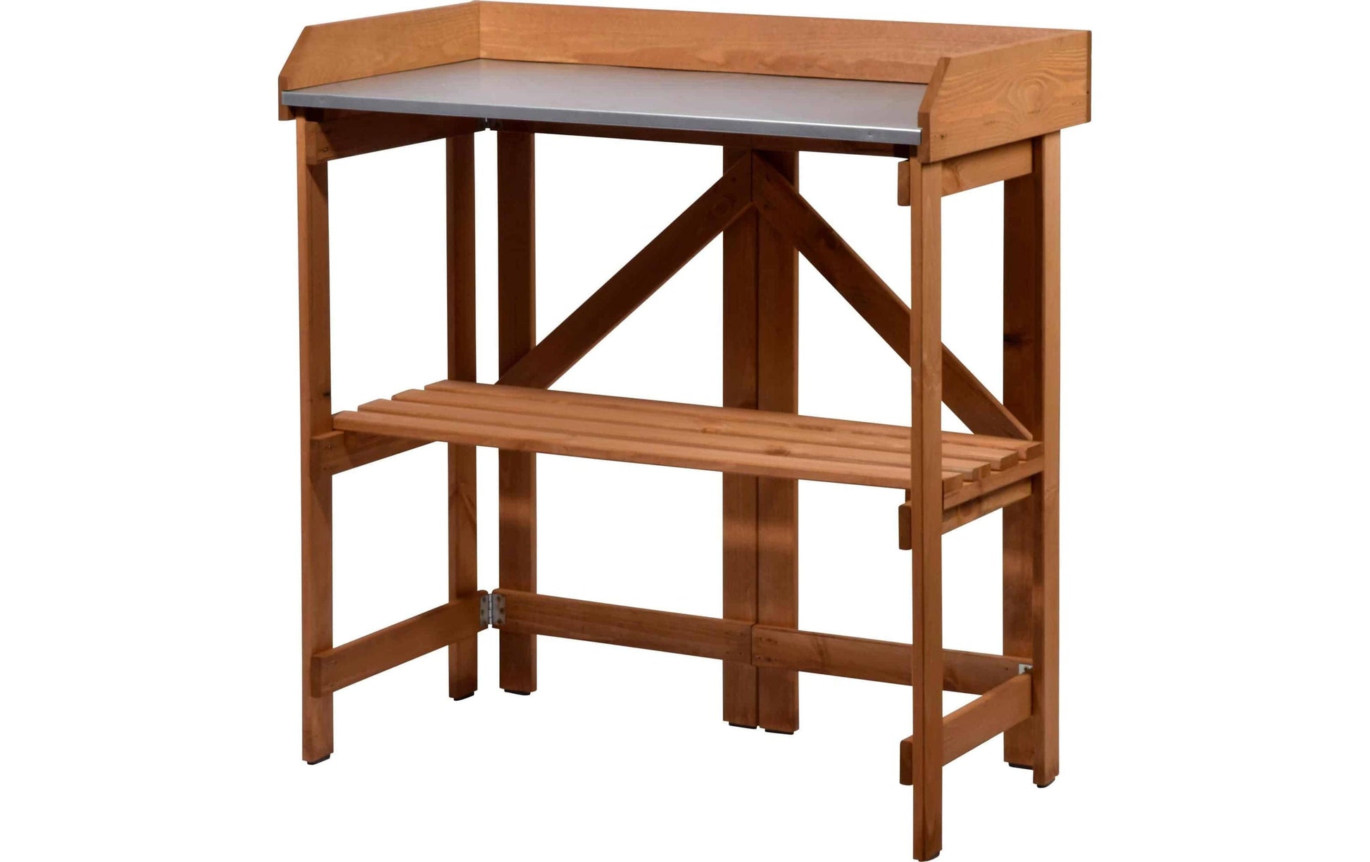 Dobar Faltbarer Pflanztisch (mit Ablage) – Kiefernholz – Braun – 850 × 890 × 440 mm