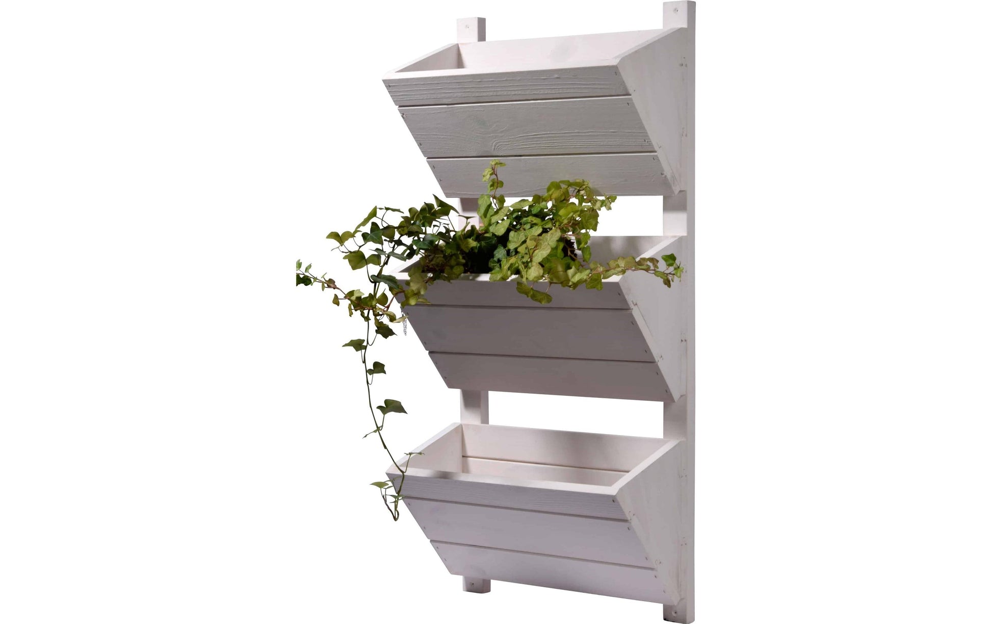 Dobar 3-stufiges Wand-Pflanzbeet – 17,5 × 79 × 38 cm – Kiefernholz, Weiss
