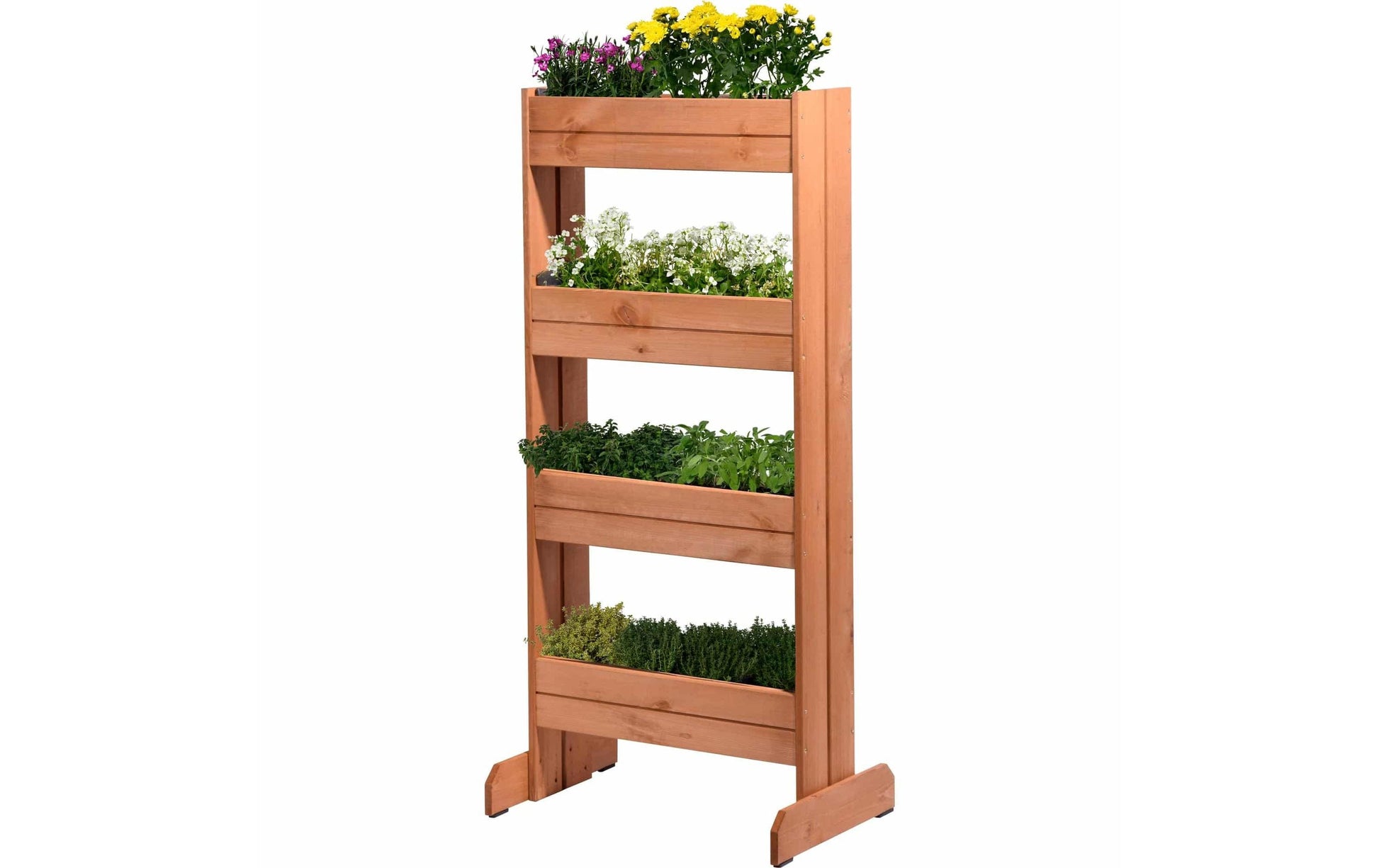 Dobar Pflanzbeet – 4 Sektionen – 55 × 125 × 40 cm – Kiefernholz & Kunststoff, Braun