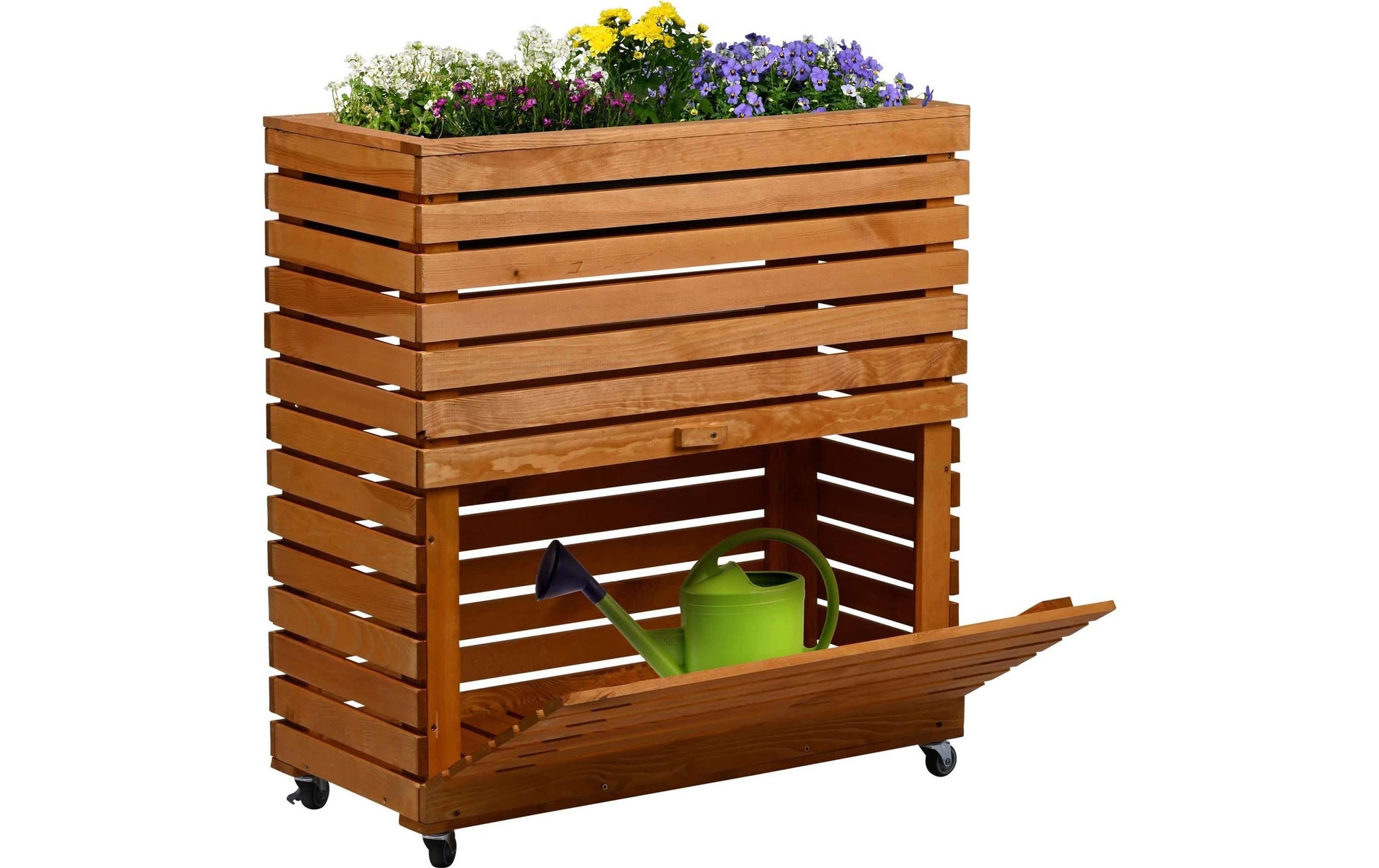 Dobar Rolla Pflanzgefäss – 72 × 78 × 32,5 cm – Kiefernholz & Kunststoff, Braun