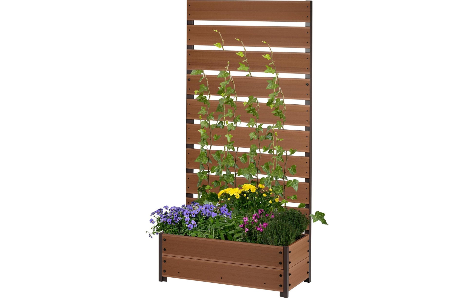 Dobar Pflanzkübel – 72 × 150,5 × 33 cm – Aluminium & WPC, braun