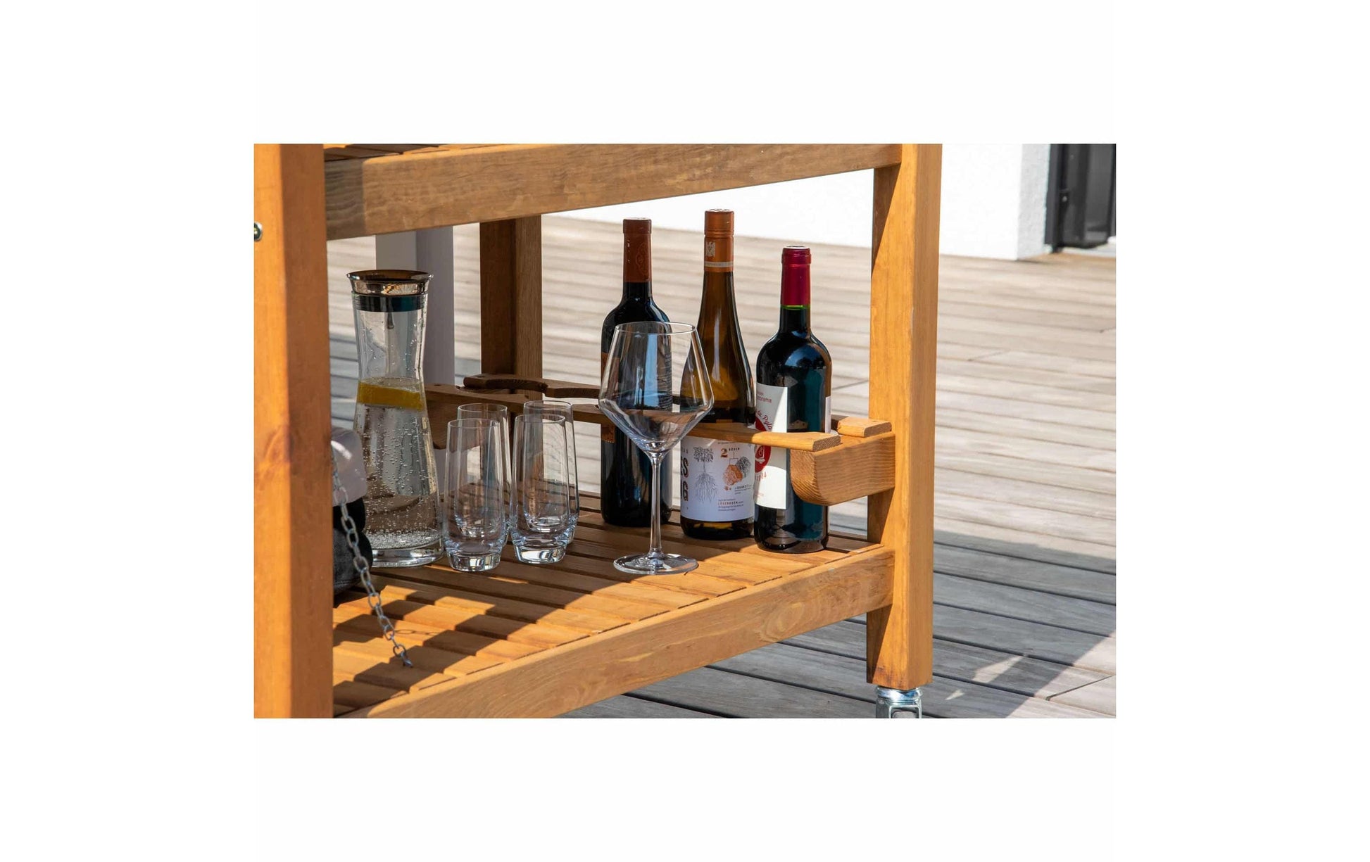 Dobar Beistellwagen 1-teilig – Braun – Pinienwald – Tisch 94 × 58 × 90 cm – für draussen