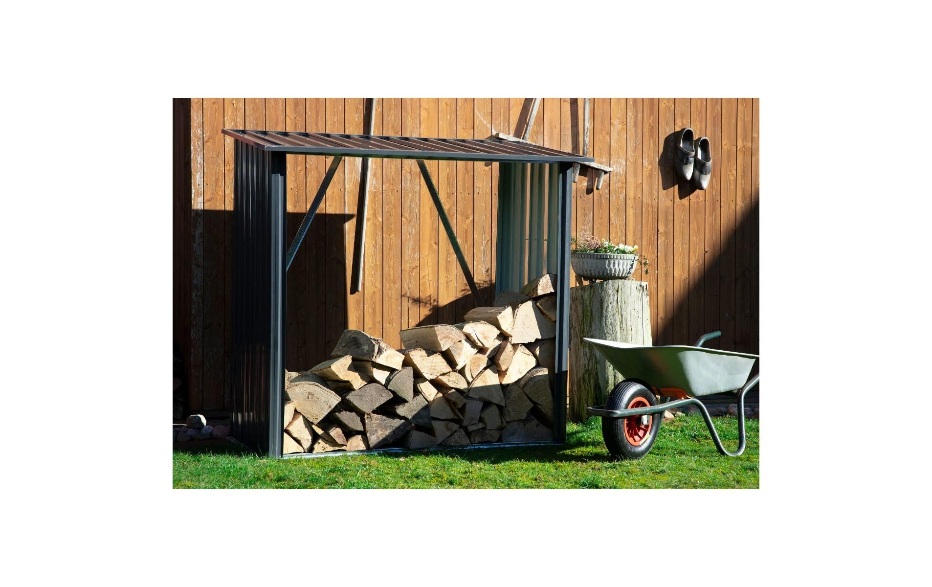 Dobar Kaminholzregal Aufbewahrungsbox 1500 l – Metall – Grau – 1630×1540×830 mm