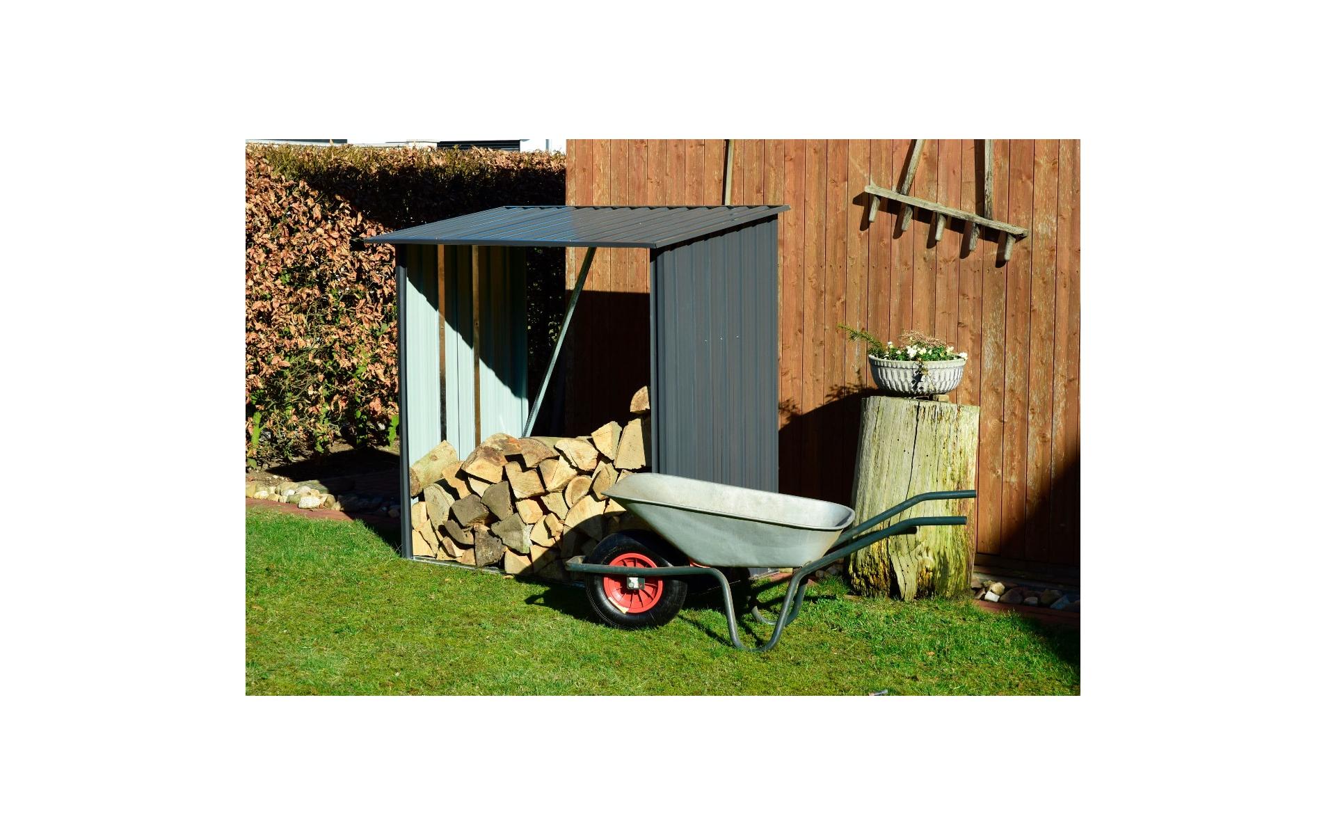 Dobar Kaminholzregal Aufbewahrungsbox 1500 l – Metall – Grau – 1630×1540×830 mm