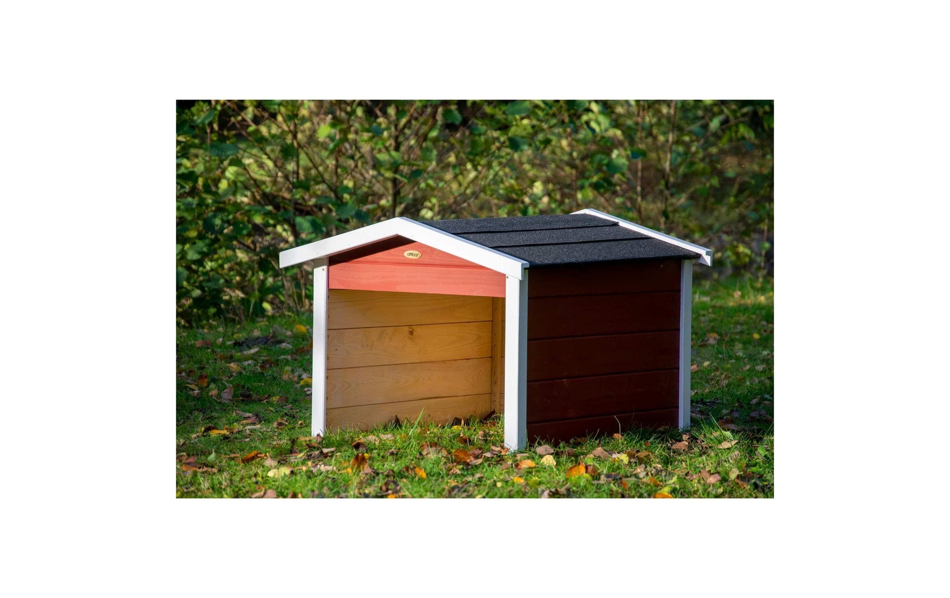 Dobar Oslo Mähroboter-Garage – wetterfest, UV-geschützt, rot, Holz, B 680 × H 520 × T 760 mm, für alle Marken