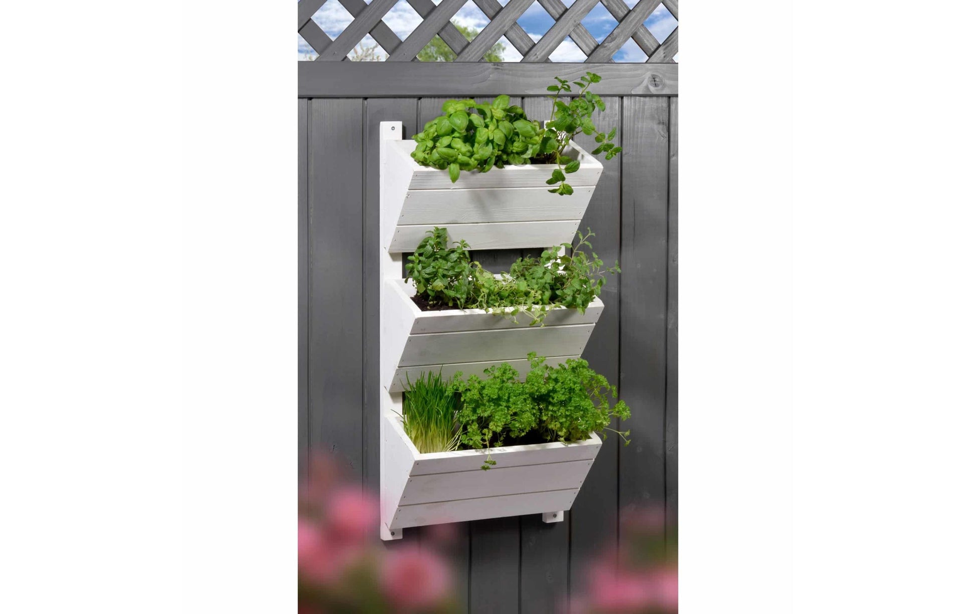 Dobar 3-stufiges Wand-Pflanzbeet – 17,5 × 79 × 38 cm – Kiefernholz, Weiss