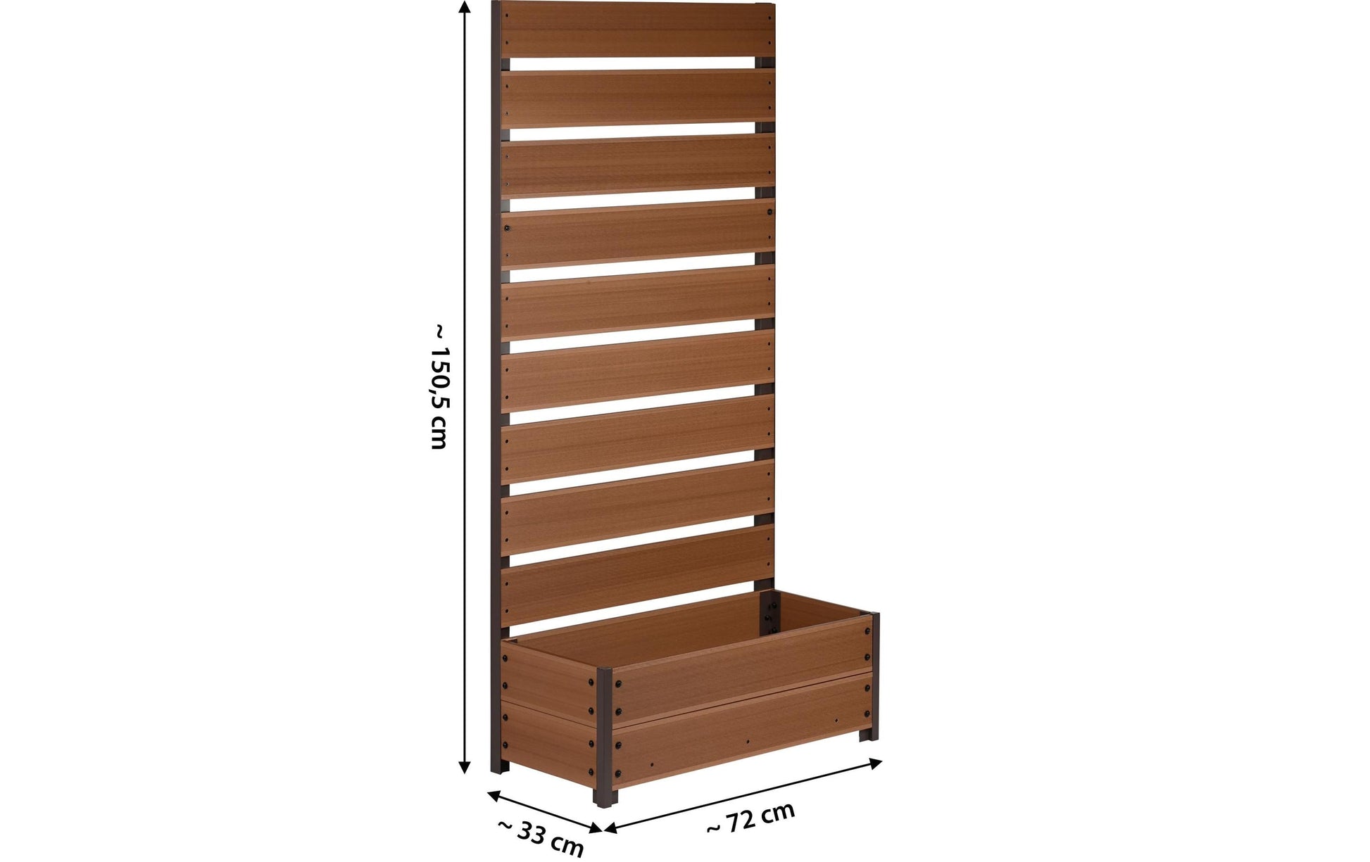 Dobar Pflanzkübel – 72 × 150,5 × 33 cm – Aluminium & WPC, braun