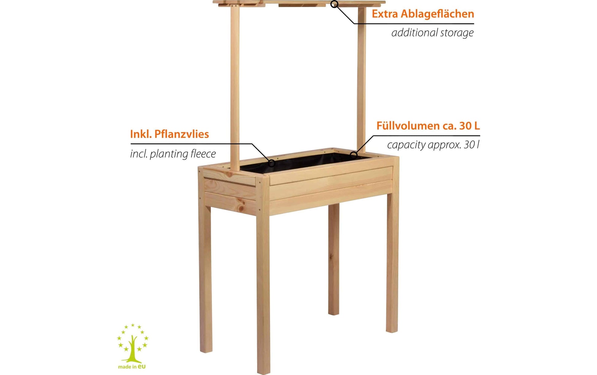 Dobar Tischübertopf – 80 × 145 × 40 cm – Kiefernholz, braun