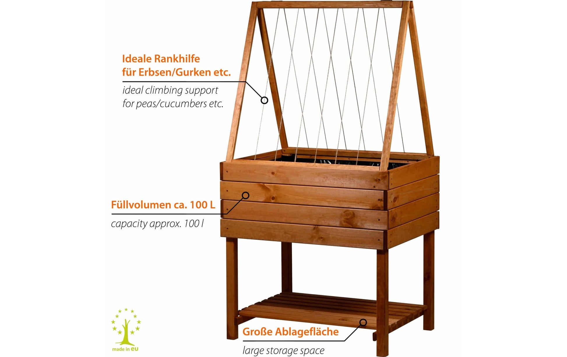 Dobar Kubus 2.0 Hochbeet – 78 × 146 × 58 cm – Kiefernholz, Braun