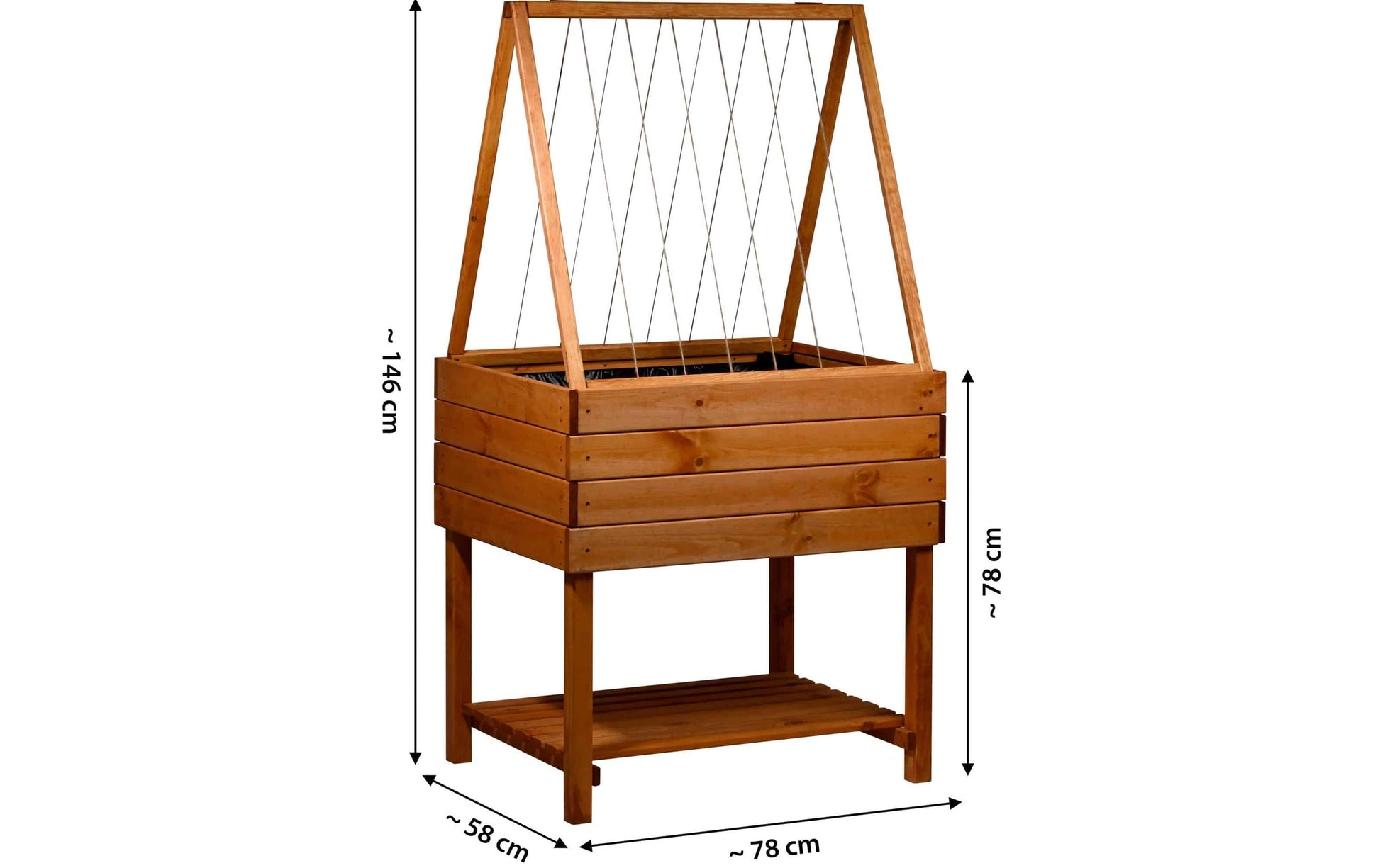 Dobar Kubus 2.0 Hochbeet – 78 × 146 × 58 cm – Kiefernholz, Braun