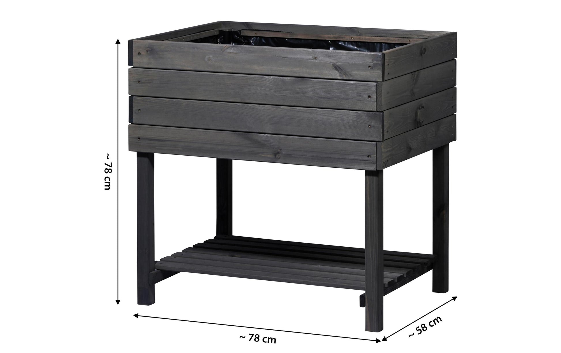 Dobar Tischübertopf – 78 × 78 × 58 cm – Kiefernholz & Kunststoff, Anthrazit