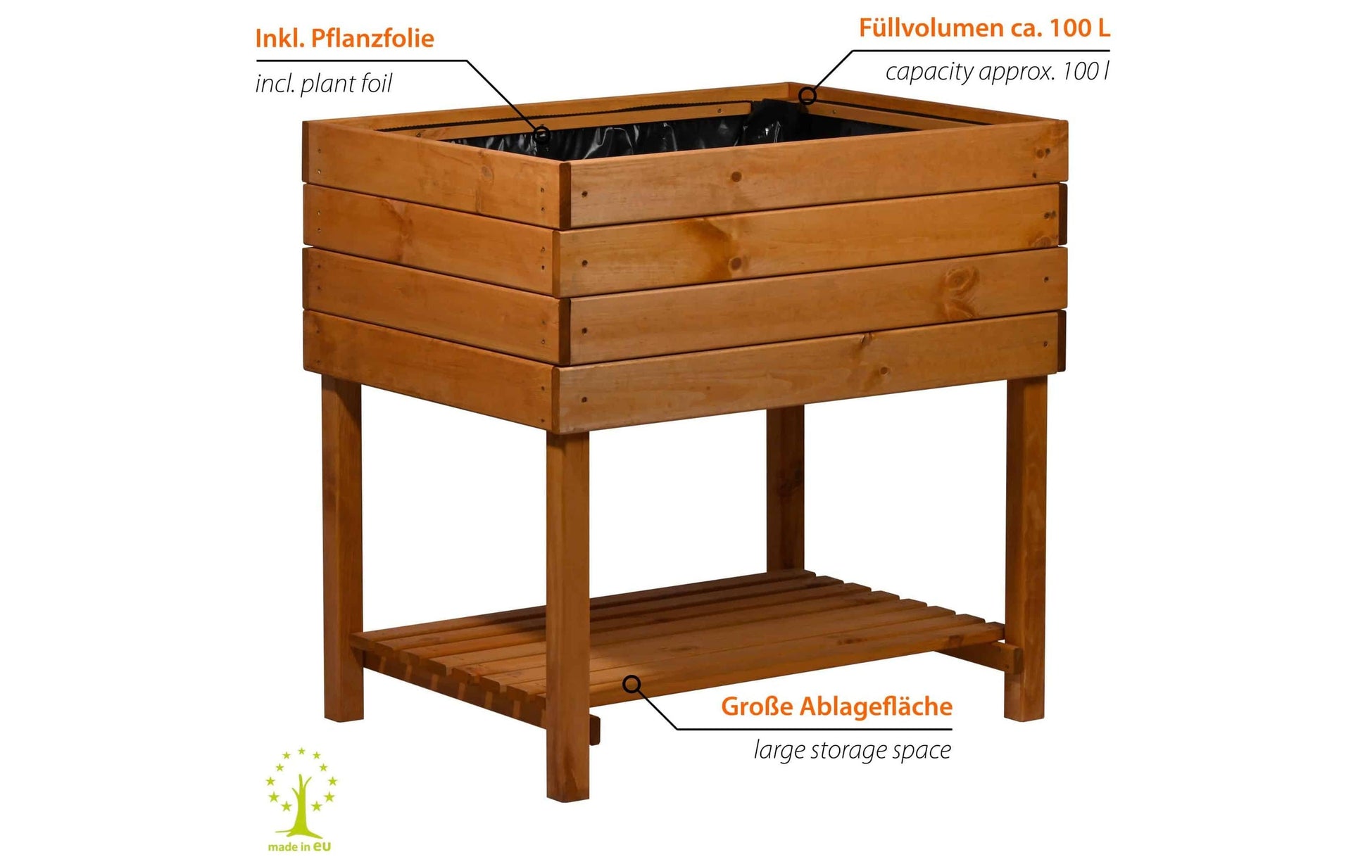 Dobar Kubus 2.0 Hochbeet – 78 × 78 × 58 cm – Kiefernholz, Braun