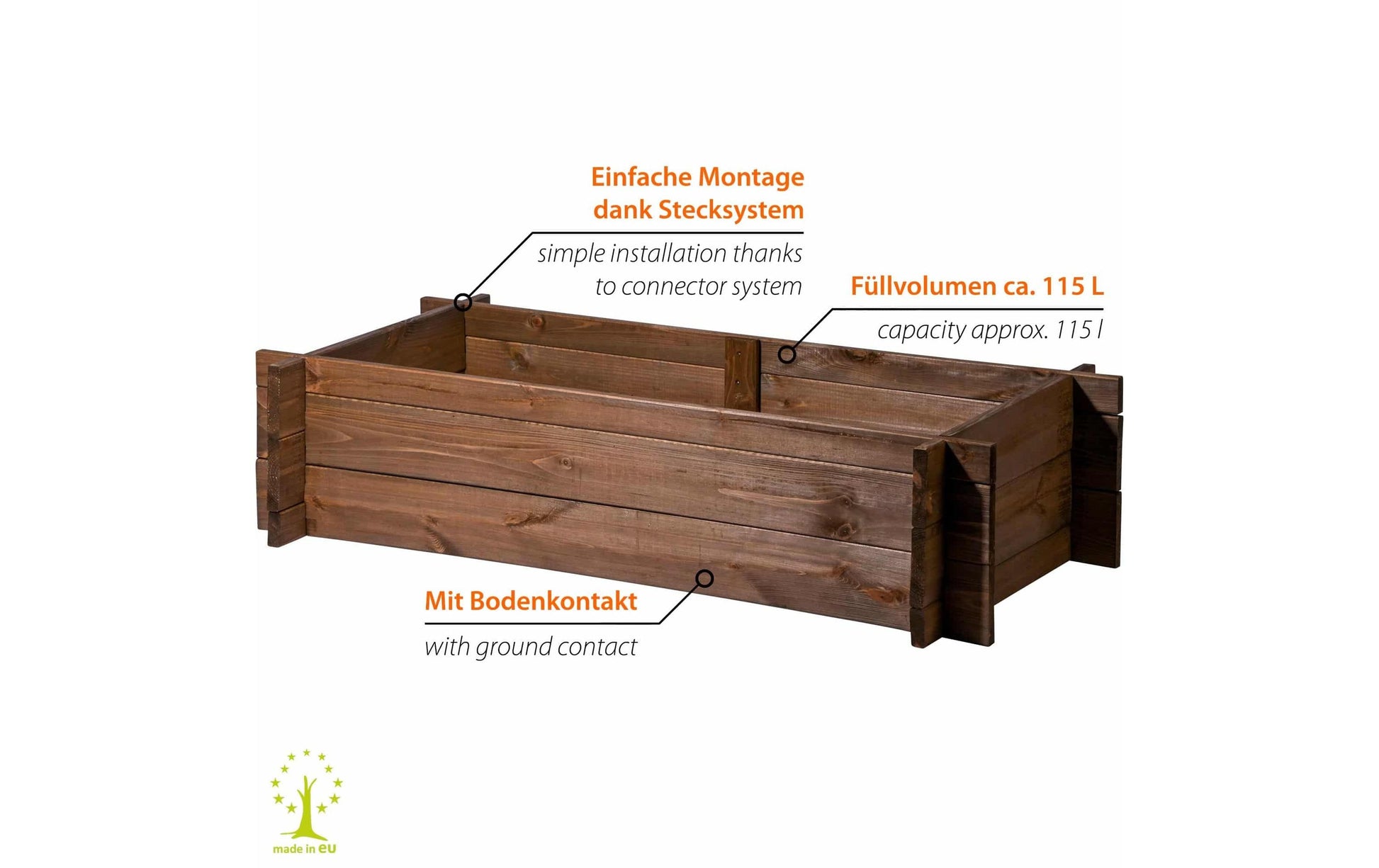 Dobar Pflanzgefäss – 117 × 58,5 × 27,5 cm – Kiefernholz, Braun