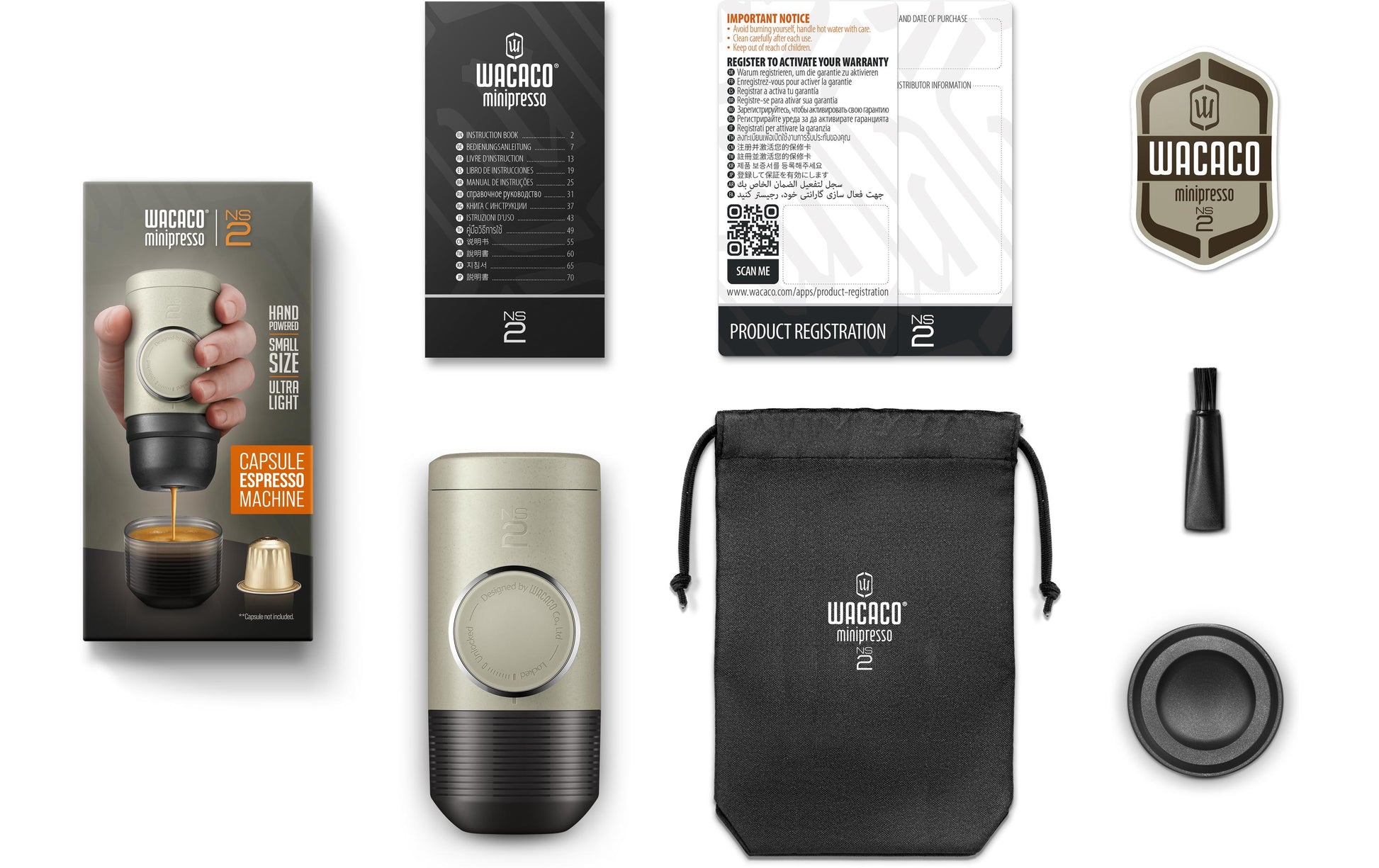 Wacaco Minipresso NS2 Kapselmaschine – für Nespresso, 0,1 l, beige
