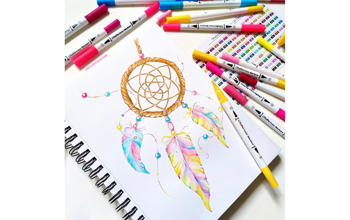 Ohuhu Maui Pinselstifte – Doppelspitze, Pinselspitze, wasserbasiert, 160er Set