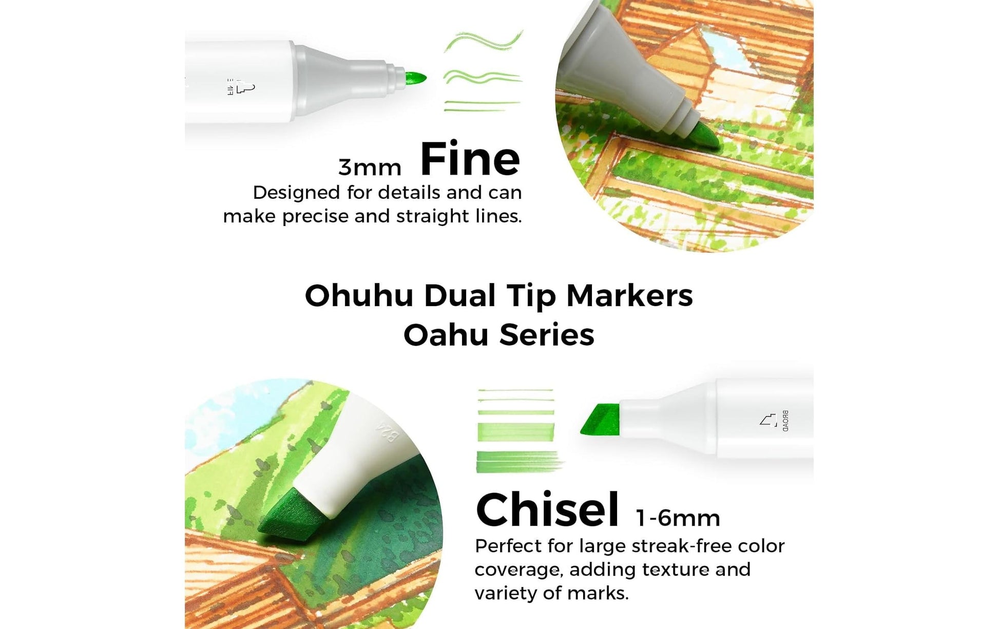 Ohuhu Oahu Permanentmarker – Mehrfarbig, 80er-Set – für Kunststoff