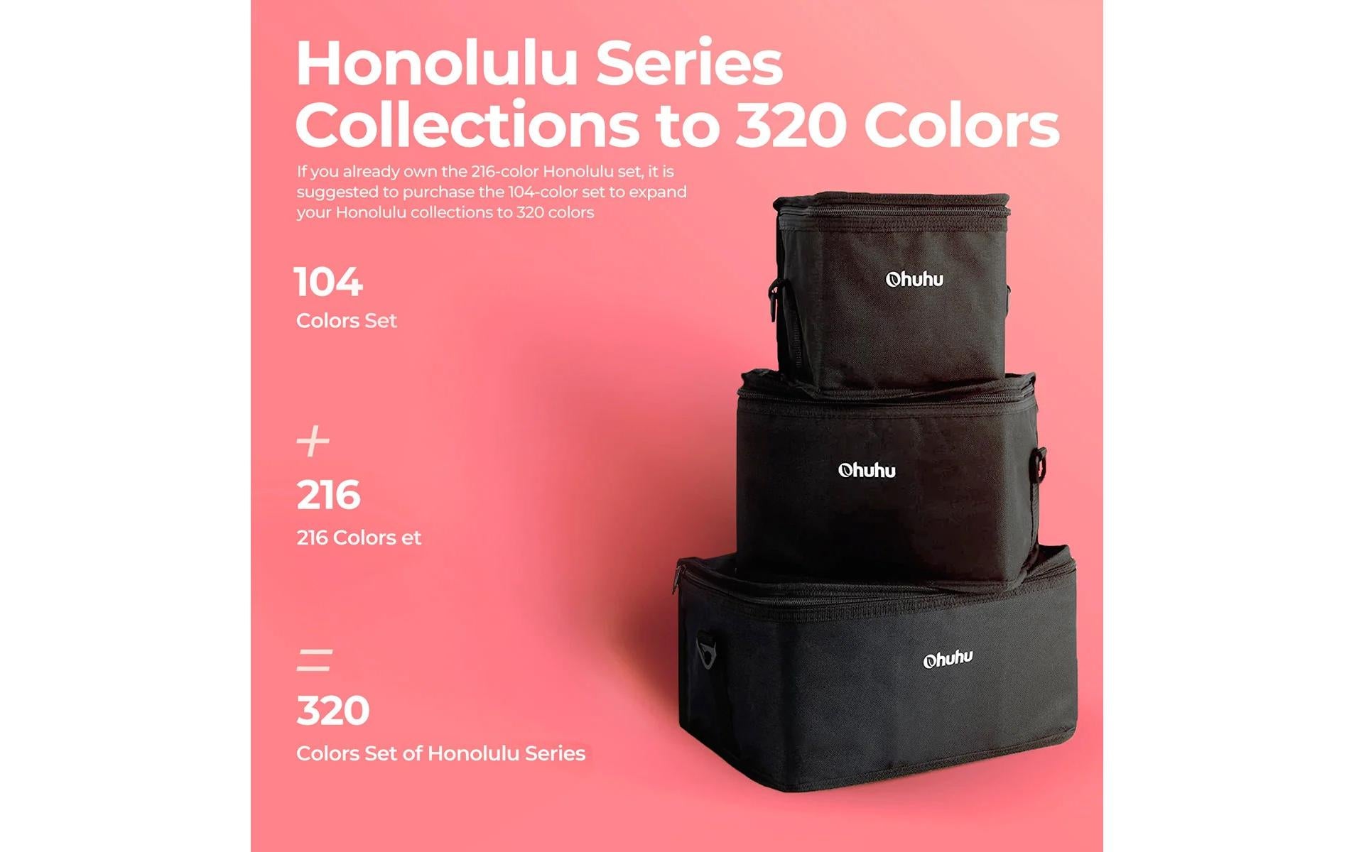 Ohuhu Honolulu Permanentmarker – Doppeltspitze – Mehrfarbig, 320er-Set – Für Kunststoff