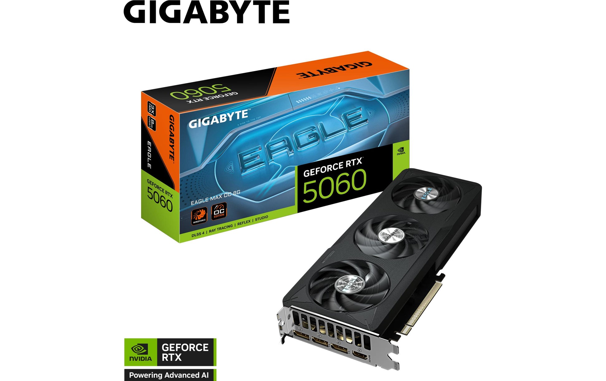 GIGABYTE GeForce RTX 5060 EAGLE MAX OC 8G – Grafikkarte – 8 GB GDDR7, PCIe 5.0, 3×DP, 1×HDMI
