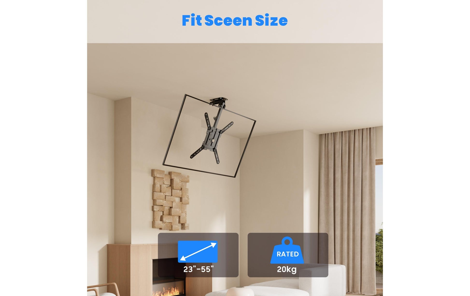 Puremounts Premium Deckenhalterung, bis 55", VESA 100x200, bis 20 kg, schwarz