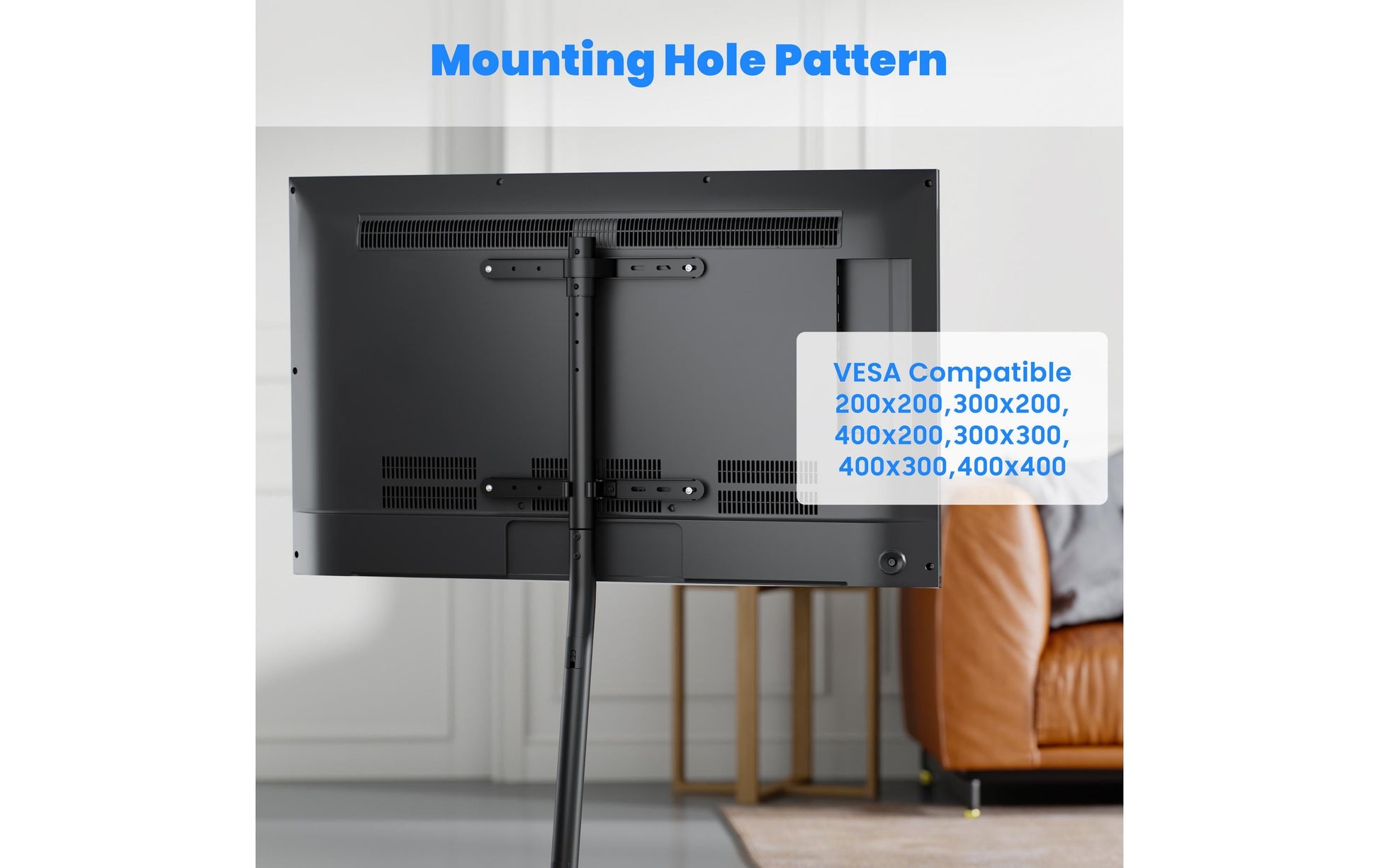 Puremounts Displayständer, schwenkbar, höhenverstellbar, bis 70", VESA 400×200, bis 40 kg, schwarz