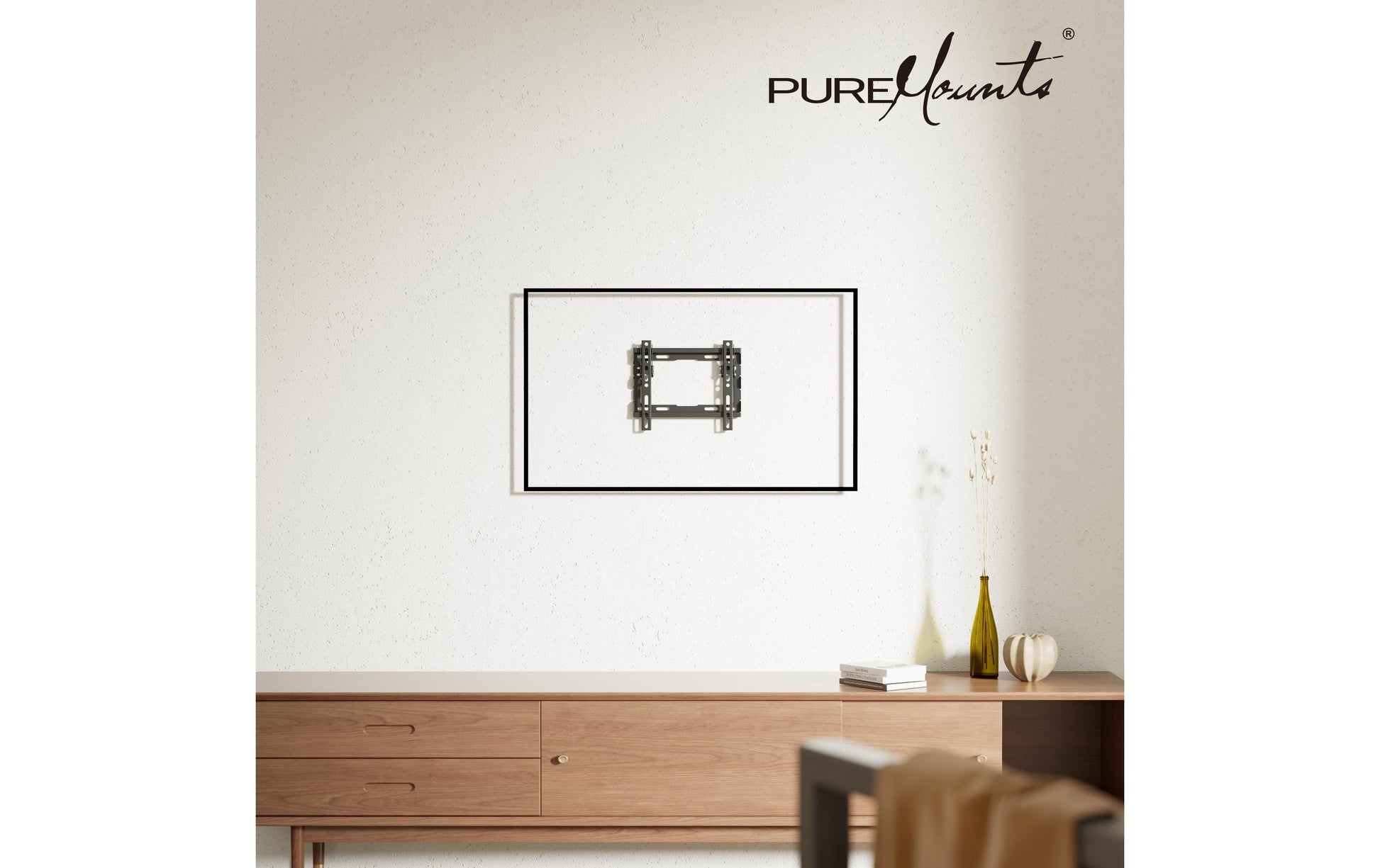 Puremounts Wandhalterung - Neigbar - 43" - VESA 200x200 - bis 45 kg - Schwarz