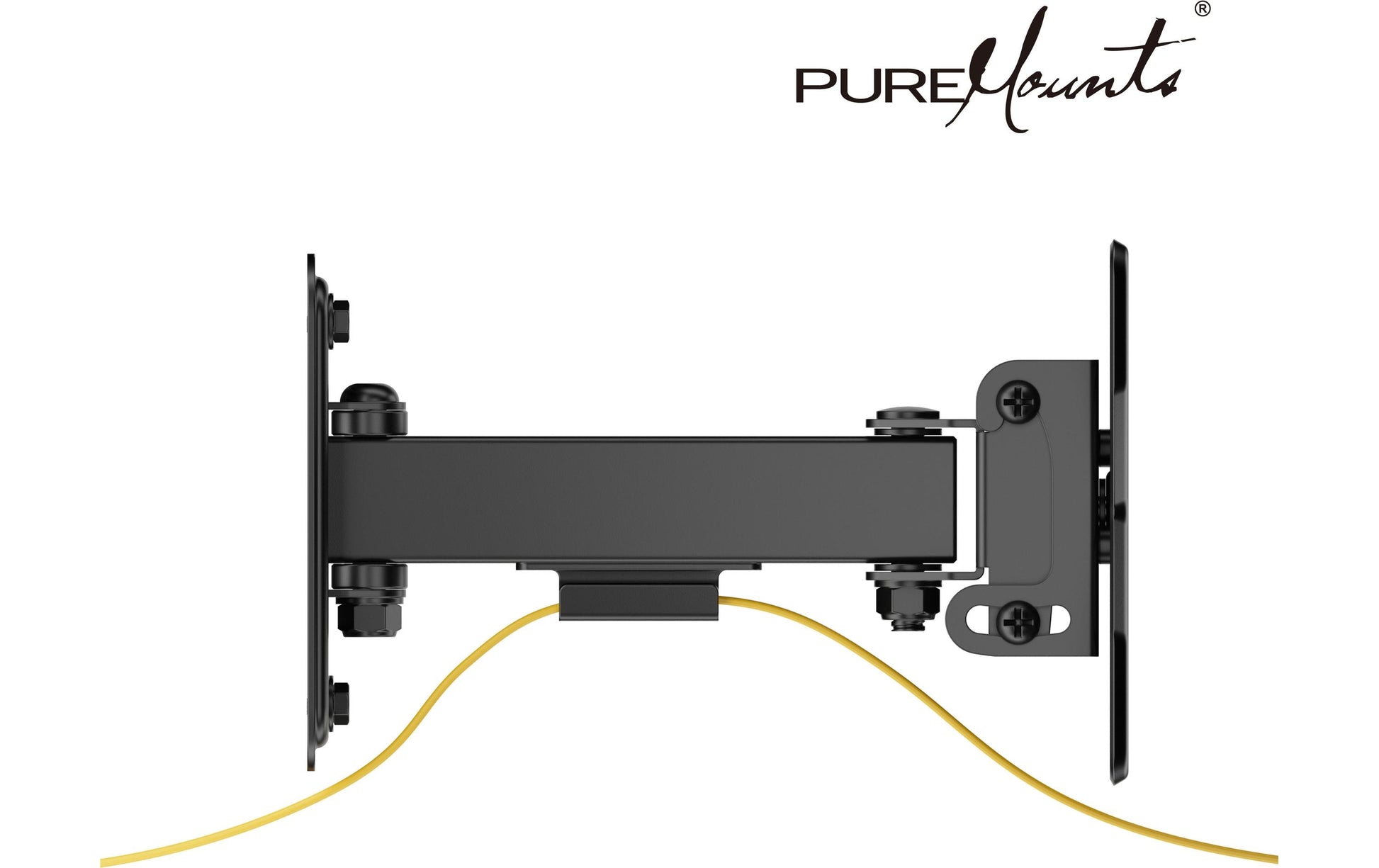 Puremounts Wandhalterung – Vollbeweglich – 20" – VESA 75×75 – bis 20 kg – Schwarz