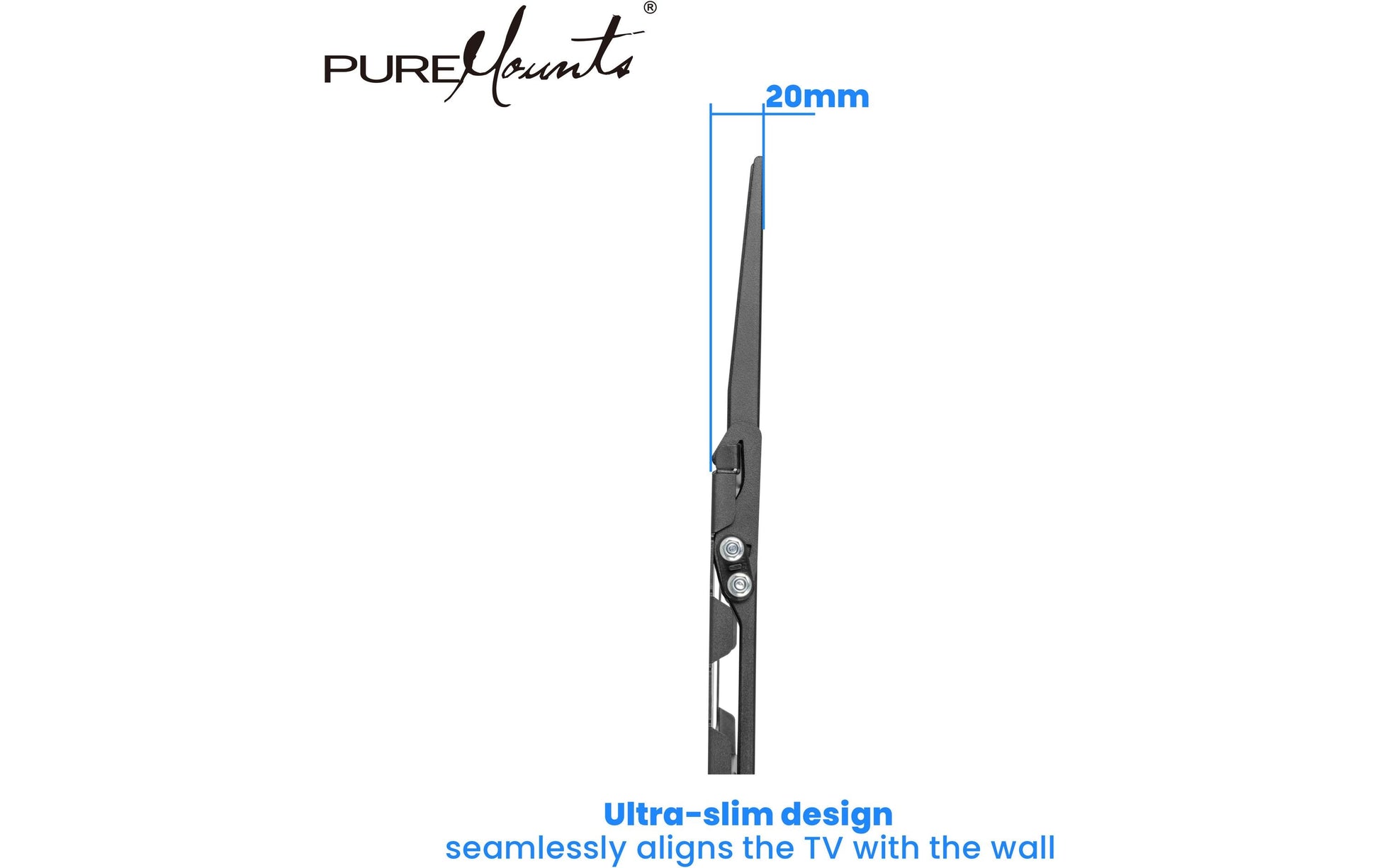 PureMounts Wandhalterung – Neigbar – VESA 300×300 – bis 45 kg – Schwarz