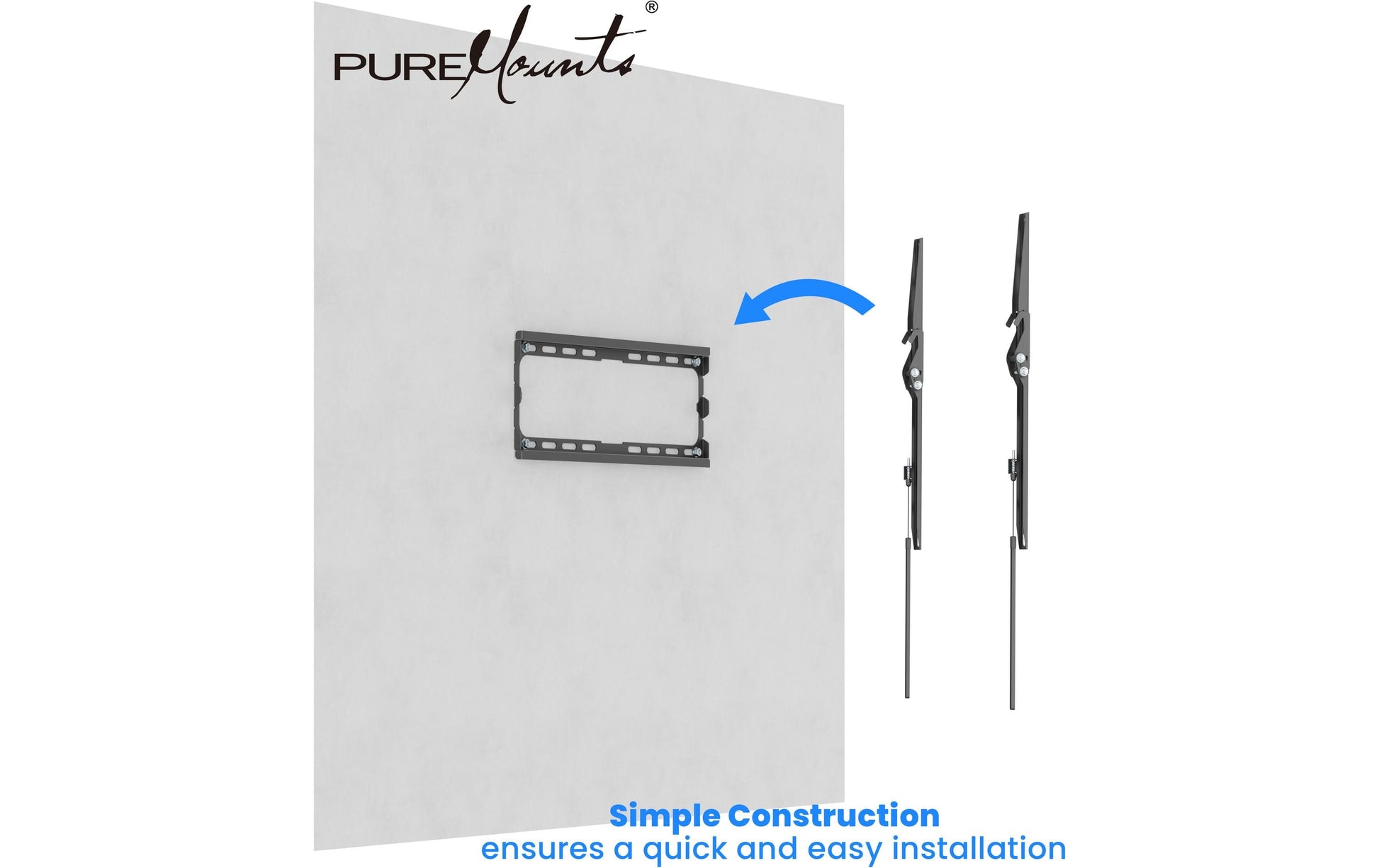 PureMounts Wandhalterung – Neigbar – VESA 300×300 – bis 45 kg – Schwarz