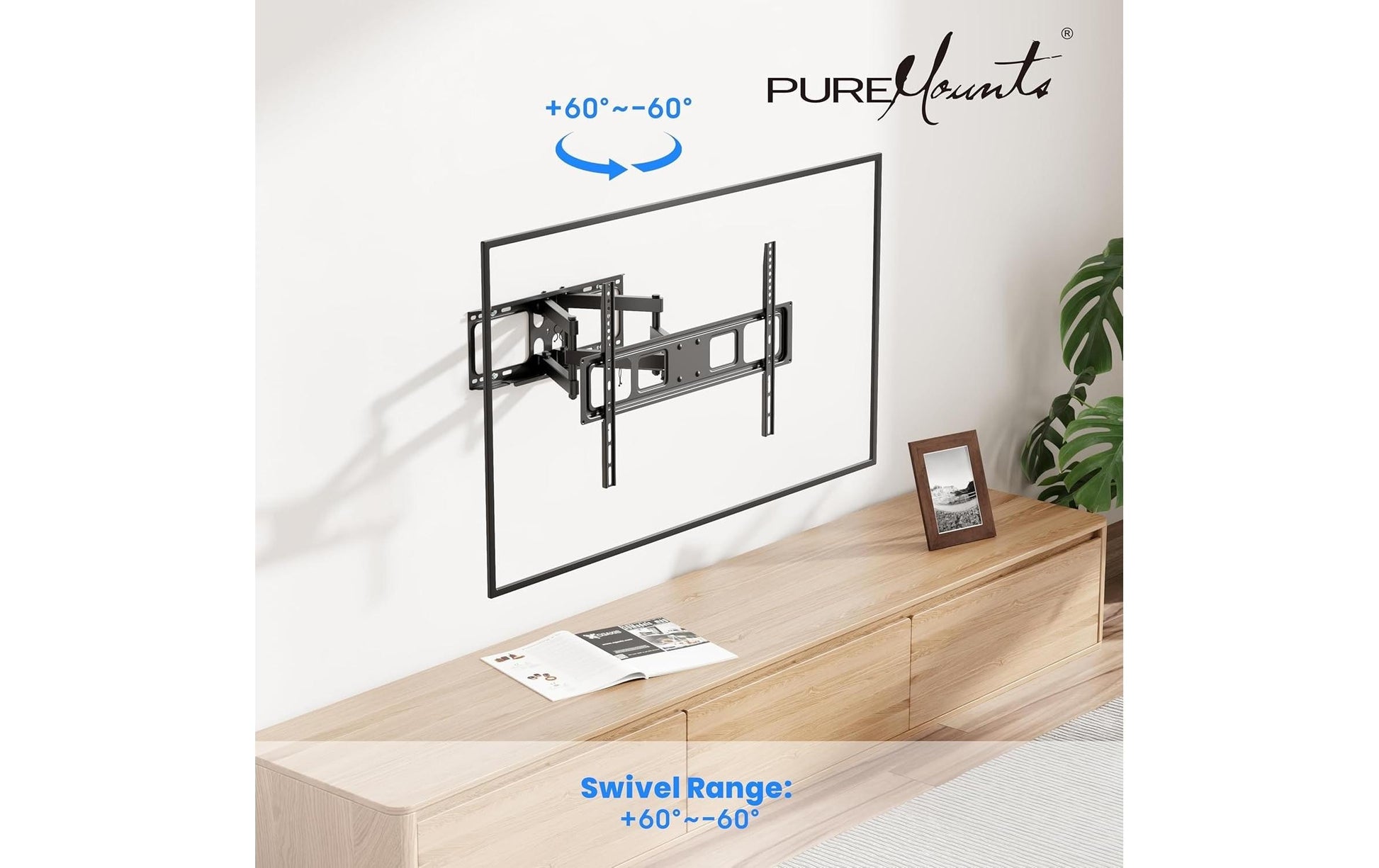 Puremounts Wandhalterung, neigbar, für 40", VESA 200×200, bis 40 kg, schwarz