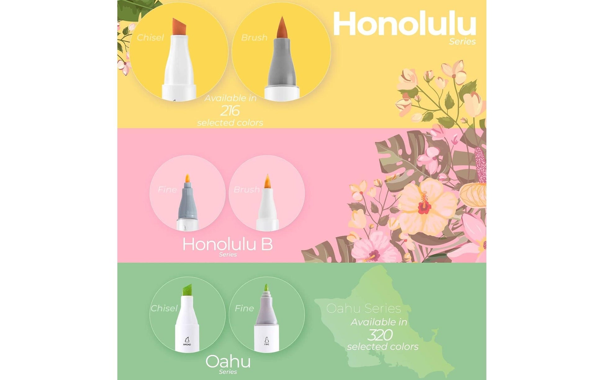 Ohuhu Honolulu Permanentmarker – Doppeltspitze – Mehrfarbig, 120er-Set