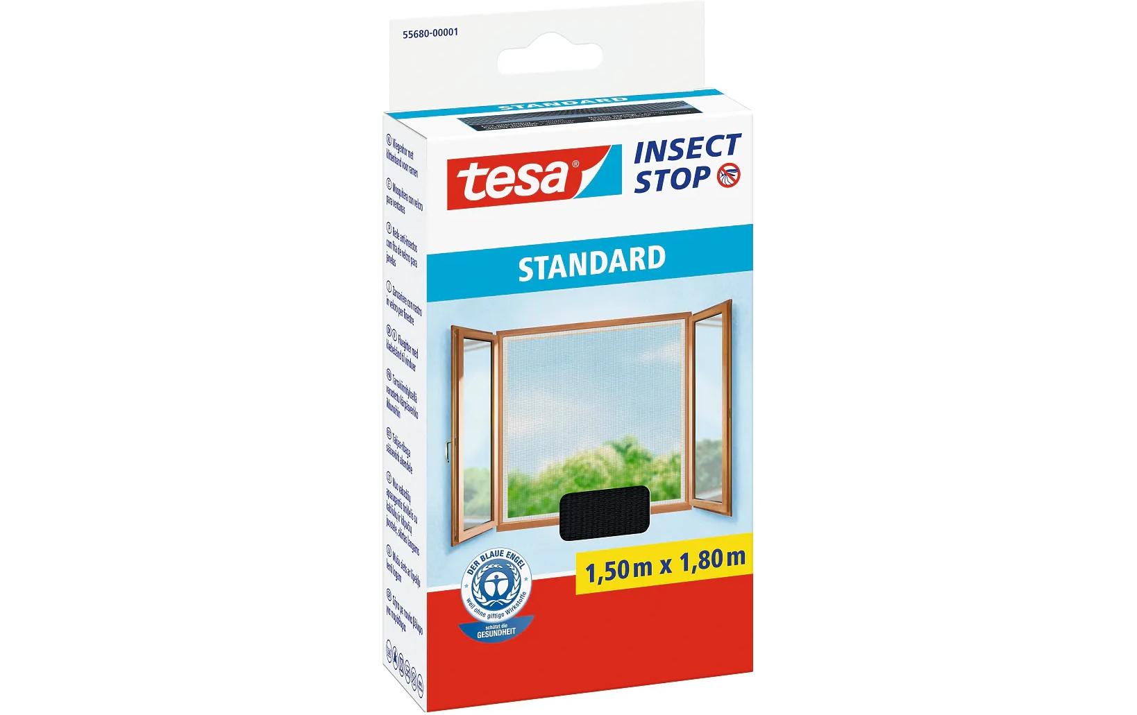 TESA Fenster-Fliegengitter – 150 × 180 cm – anthrazit – für Insekten