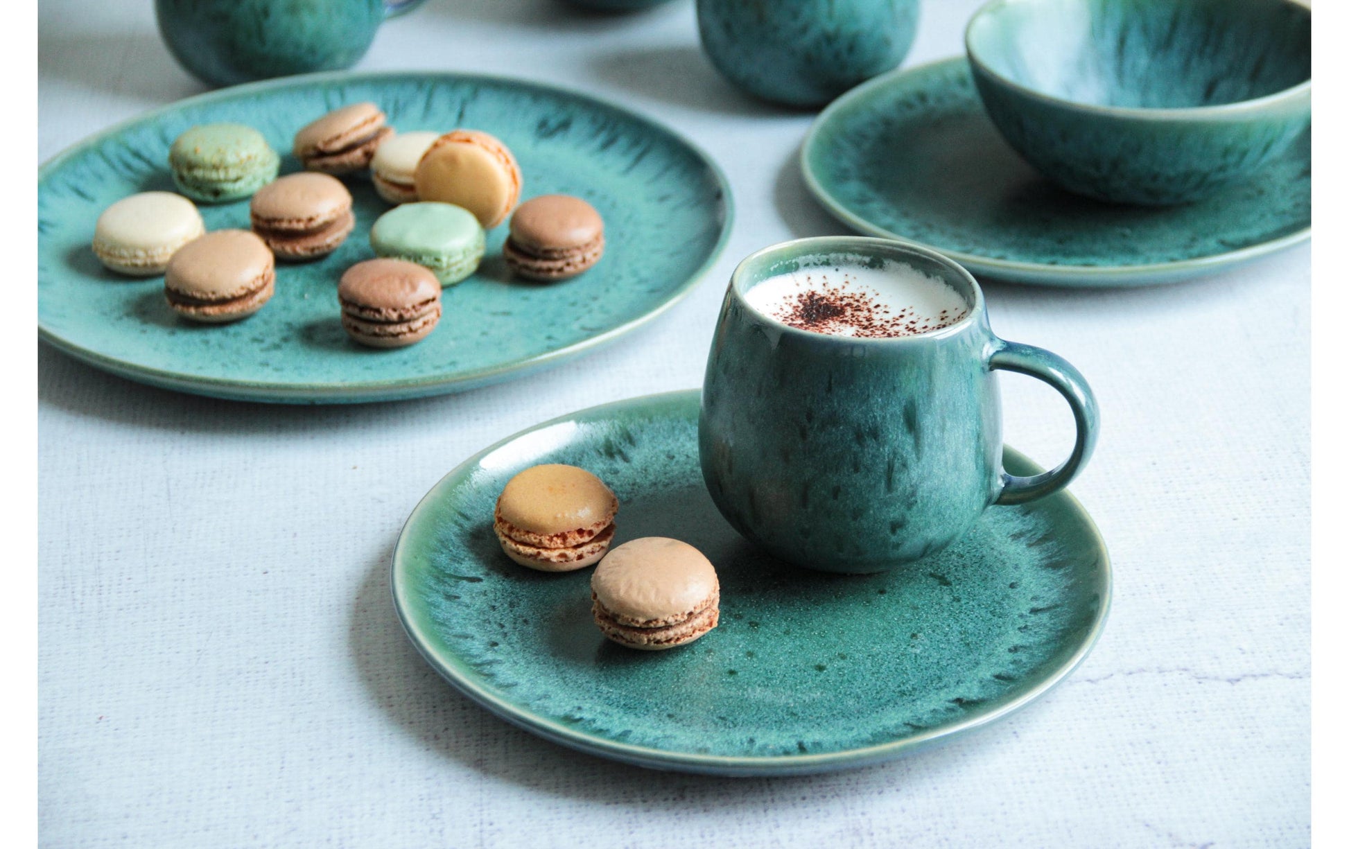 Mäser Frühstücksset Carellia – 12-teiliges Set, Keramik, Blau, spülmaschinenfest, mikrowellengeeignet