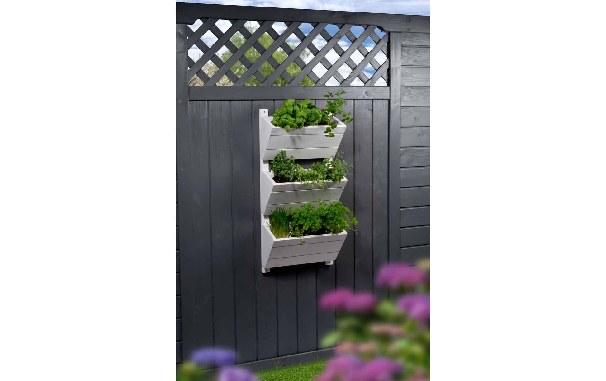 Dobar 3-stufiges Wand-Pflanzbeet – 17,5 × 79 × 38 cm – Kiefernholz, Weiss