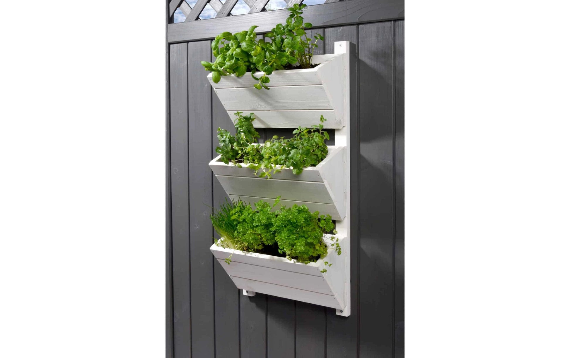Dobar 3-stufiges Wand-Pflanzbeet – 17,5 × 79 × 38 cm – Kiefernholz, Weiss
