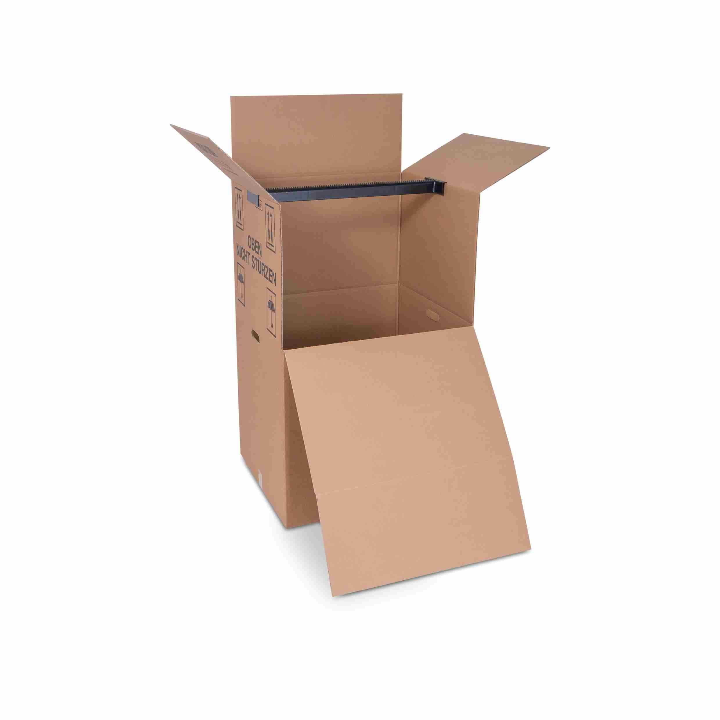 Model Versandbox – für Kleider – 600 × 520 × 950 mm, braun, Wellkarton, mit Grifflöchern – 1 Palette (140 Stk.)
