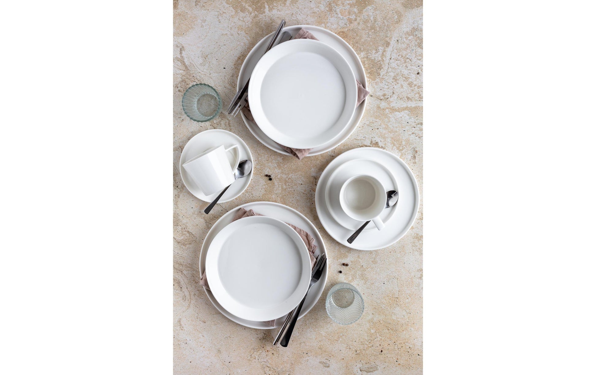 Mäser Tafelservice SITA – 12-teiliges Set, Porzellan, weiss, spülmaschinenfest, mikrowellengeeignet