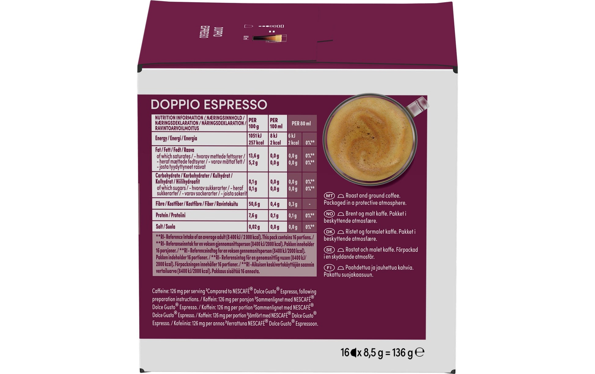 Nescafé Doppio Espresso – Kapseln für Dolce Gusto – Ristretto, 16 Kapseln