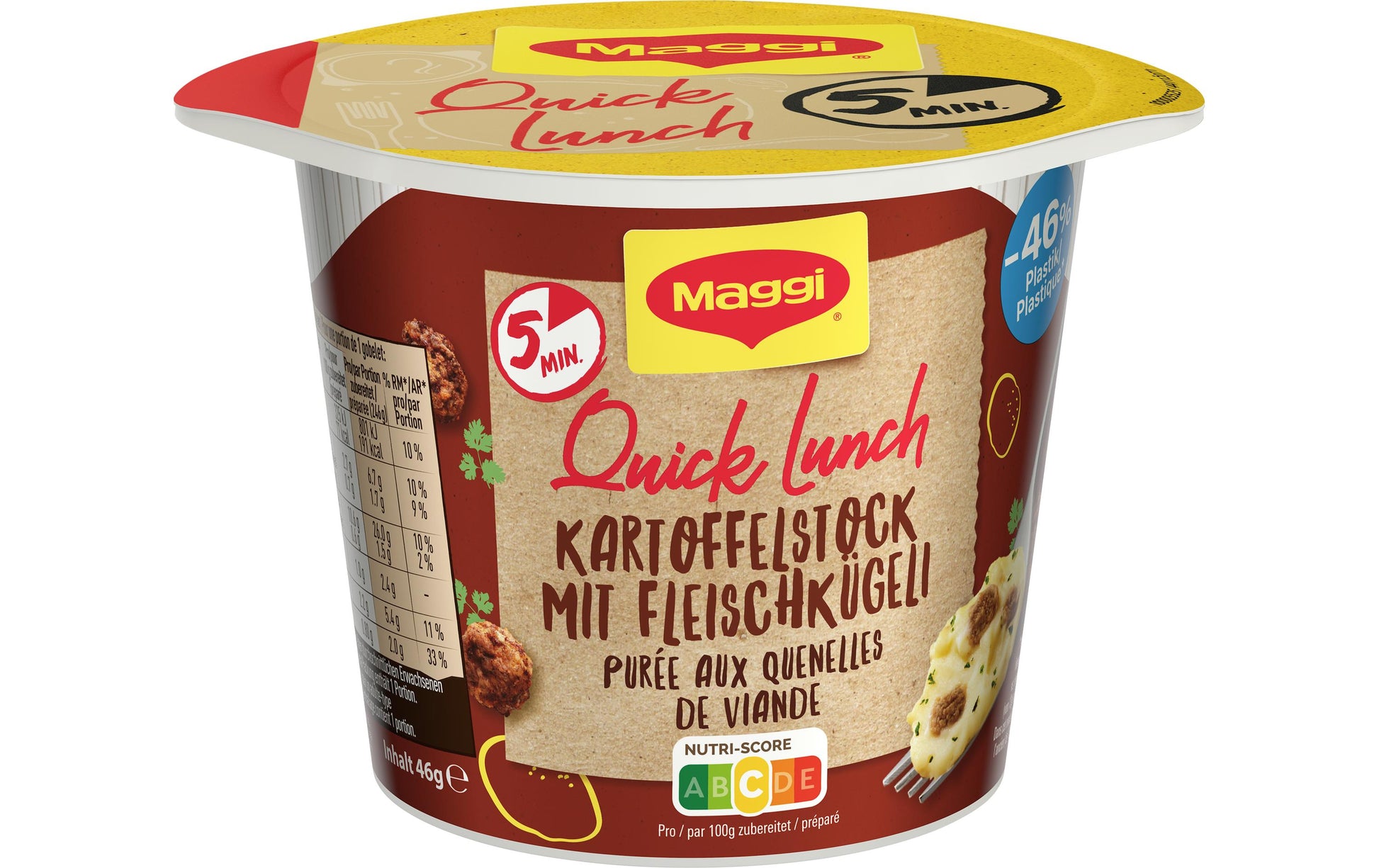 Maggi Quick Lunch Kartoffelgericht Fleischkügeli – 3×46 g