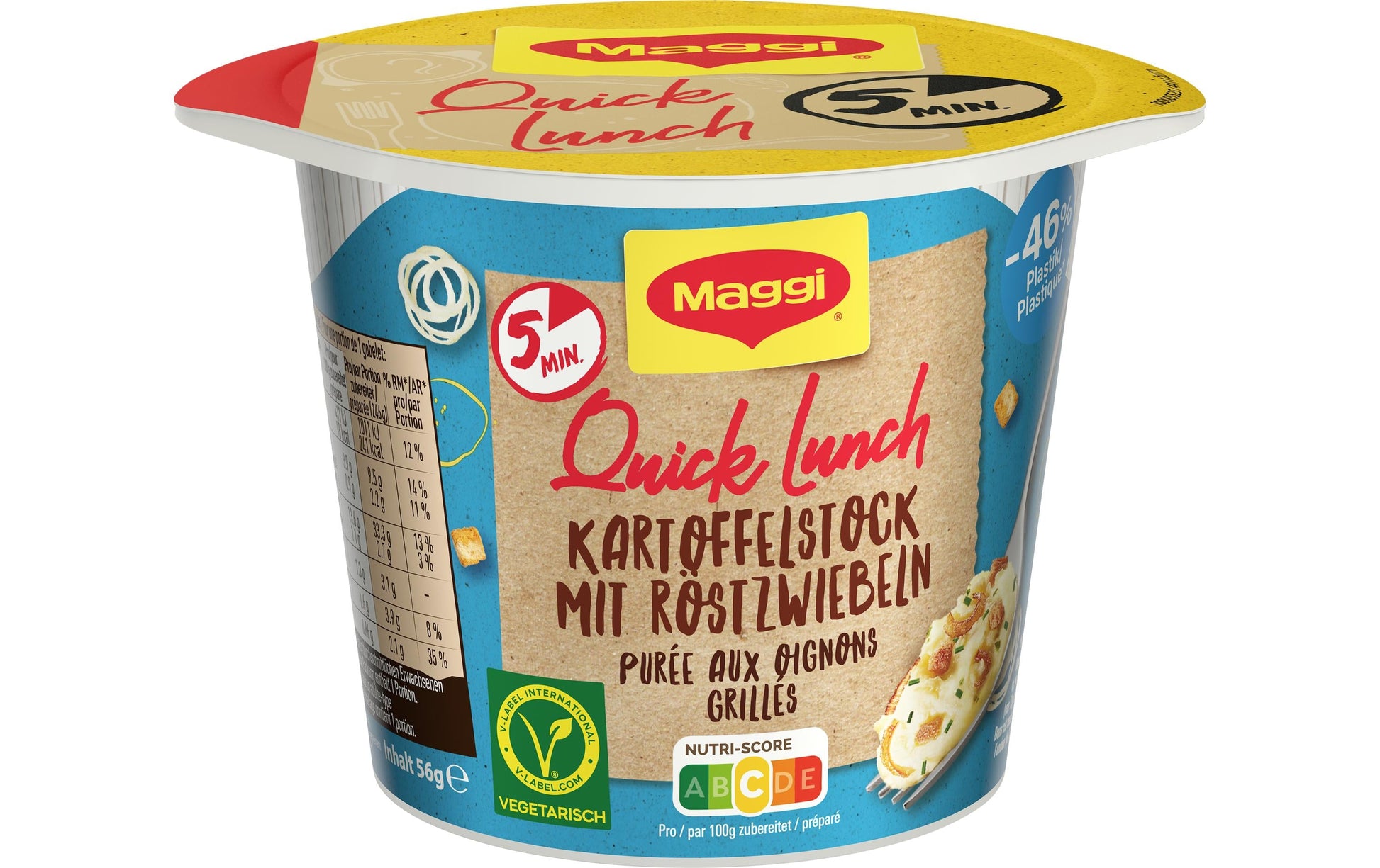 Maggi Quick Lunch Kartoffelgericht Stocki mit Röstzwiebeln, vegetarisch – 3×56 g