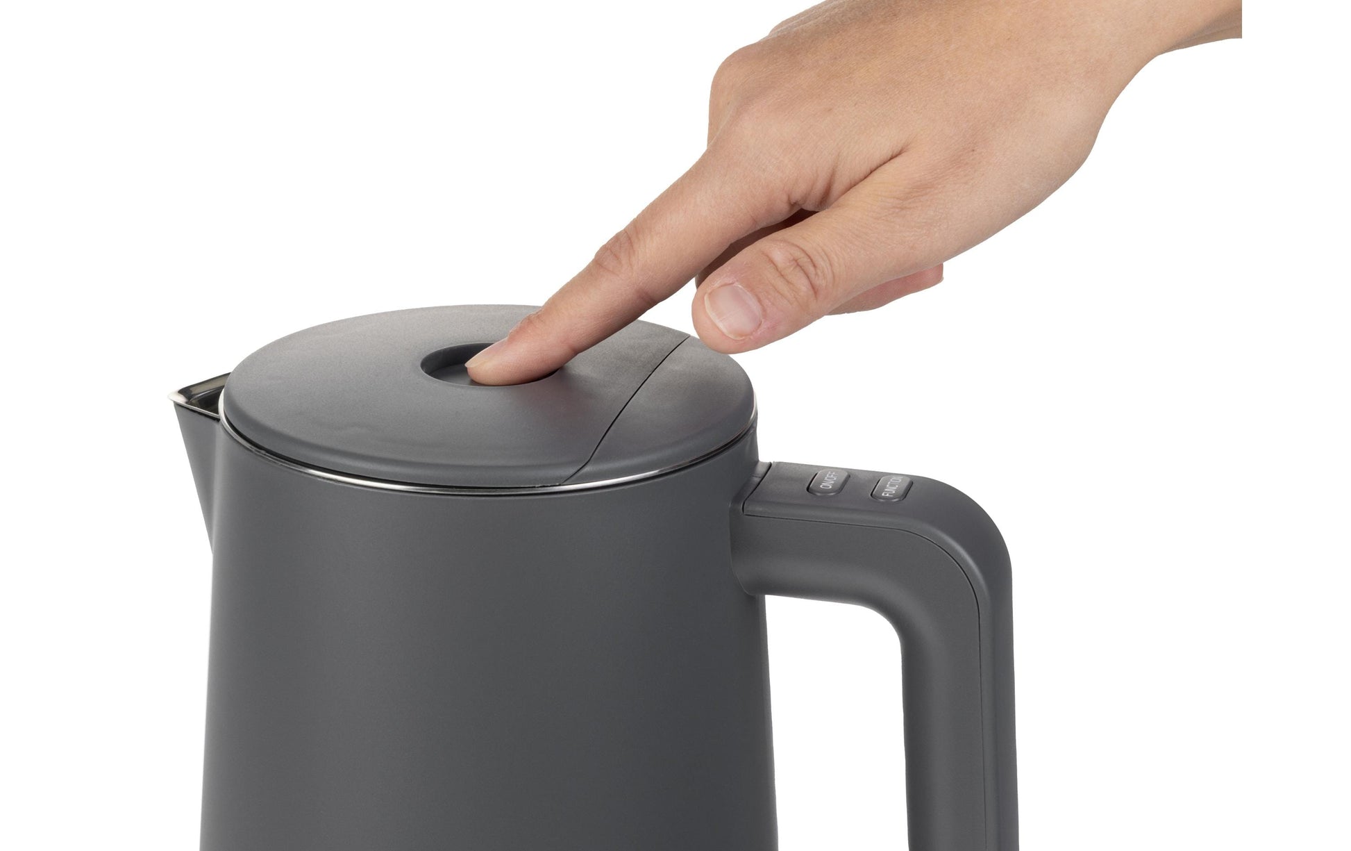 Furber Wasserkocher – 1,5 l, Edelstahl/Kunststoff, Temperaturwahl, Warmhaltefunktion, 1800 W, Grau, 360°-Sockel