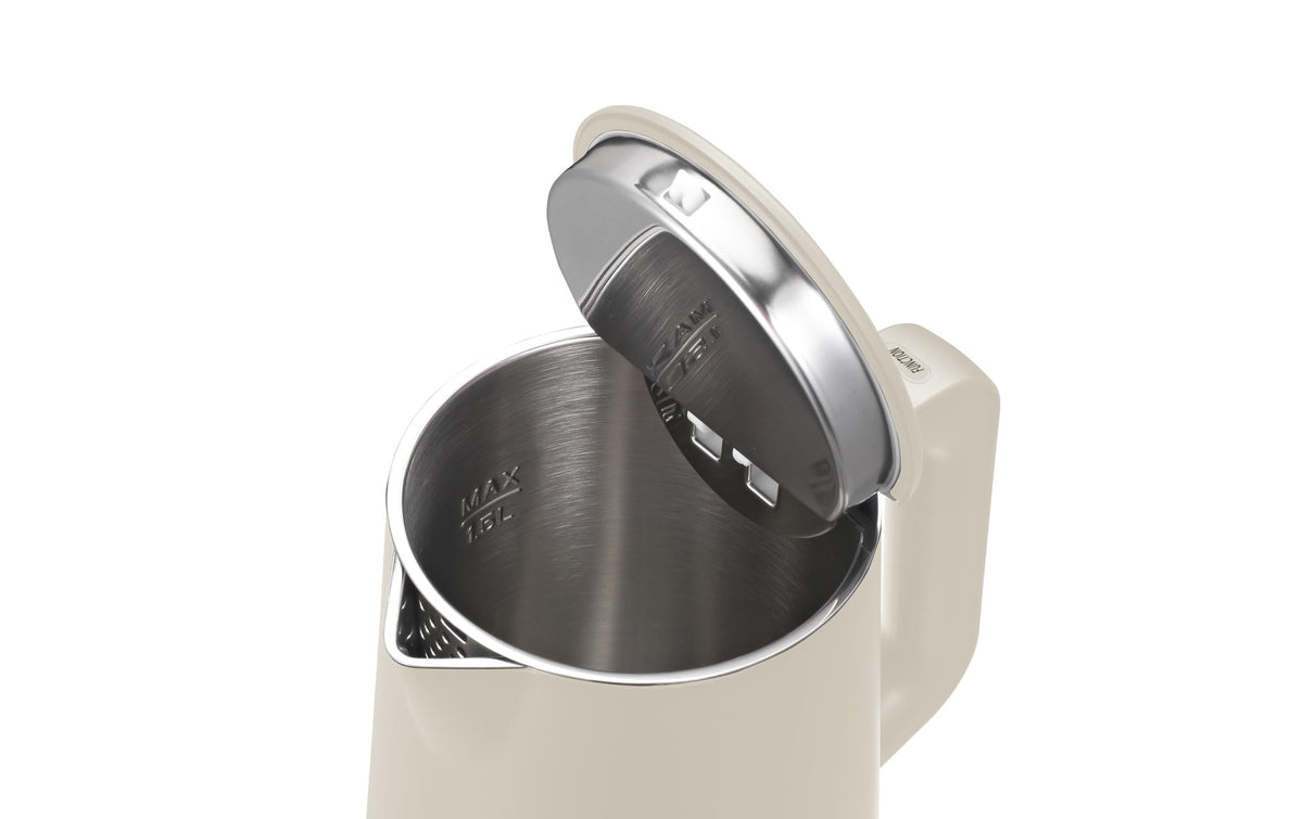 Furber Wasserkocher – 1,5 l, Edelstahl, Kunststoff, Temperaturwahl, Warmhaltefunktion, 1800 W, Beige, 360°-Sockel