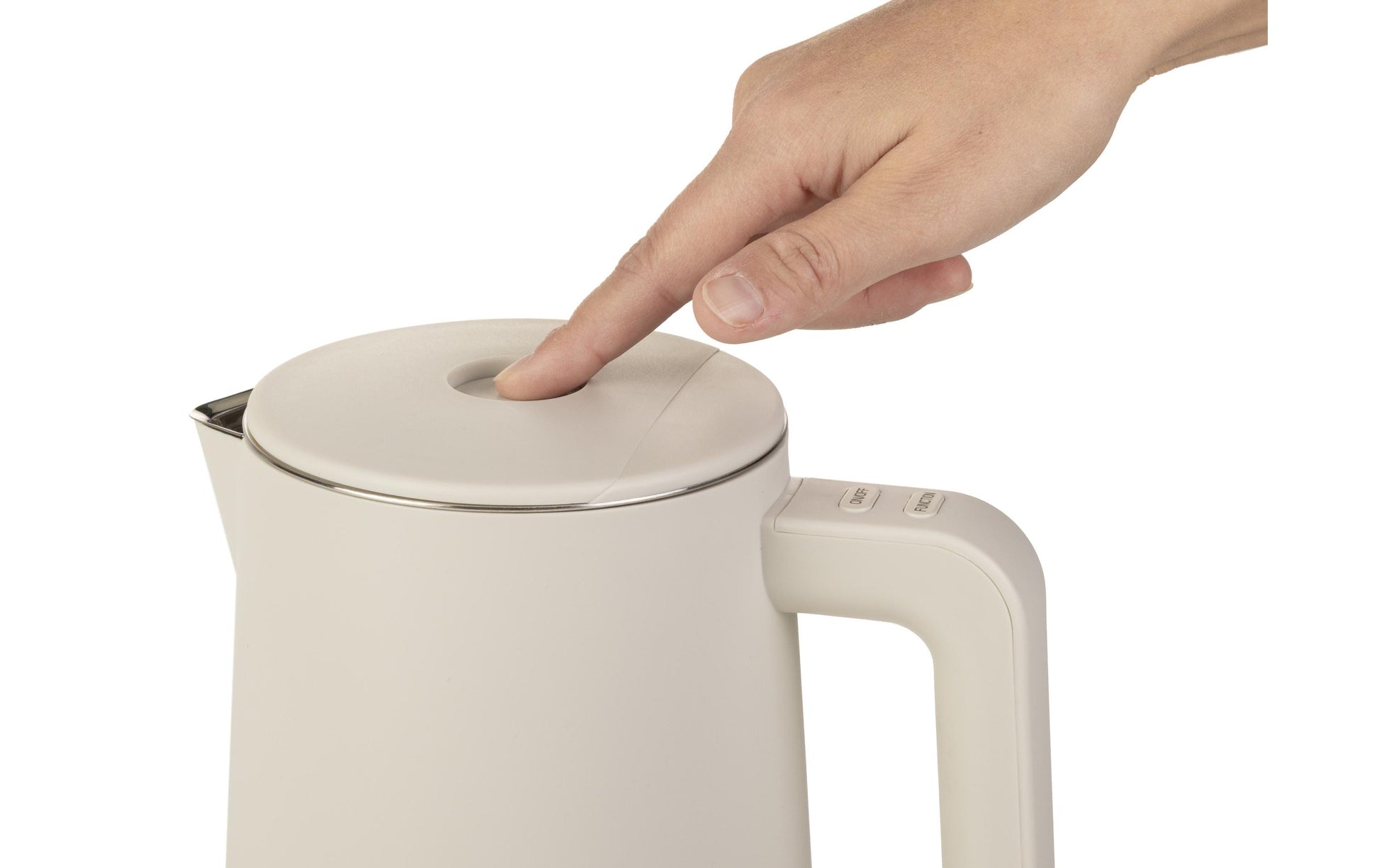 Furber Wasserkocher – 1,5 l, Edelstahl, Kunststoff, Temperaturwahl, Warmhaltefunktion, 1800 W, Beige, 360°-Sockel