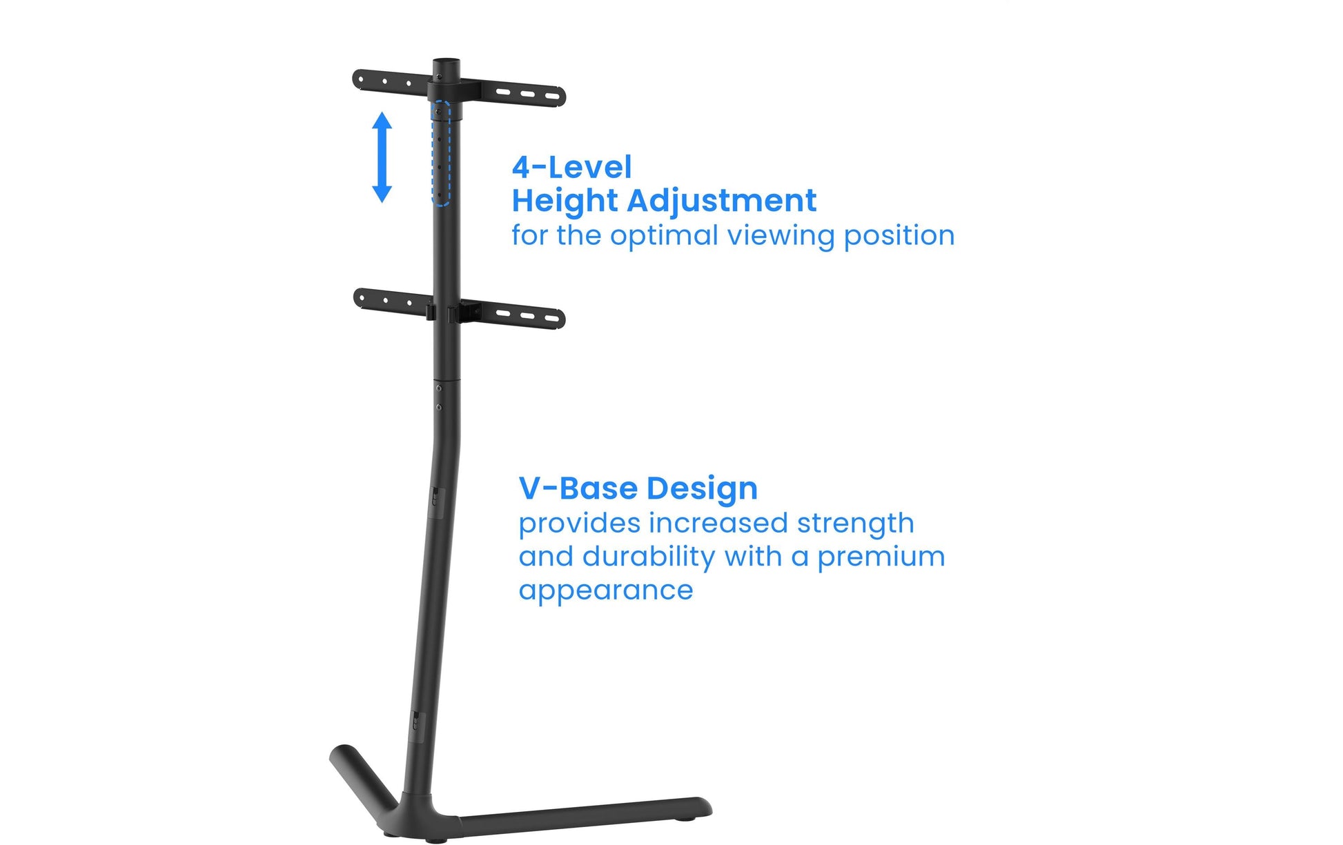 Puremounts Displayständer, schwenkbar, höhenverstellbar, bis 70", VESA 400×200, bis 40 kg, schwarz